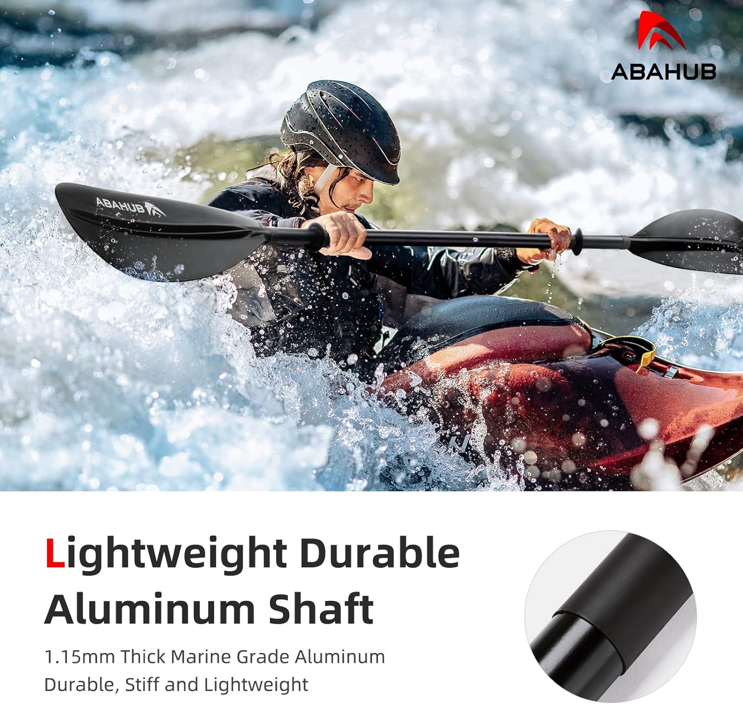 Abahub 1 x Kayak Paddles 905 Inches Kayaking Oars for Boating Canoeing with Free Paddle Leash Aluminum Alloy Shaft BlackBlueGreenOrangeYellow Plastic Bladesblack