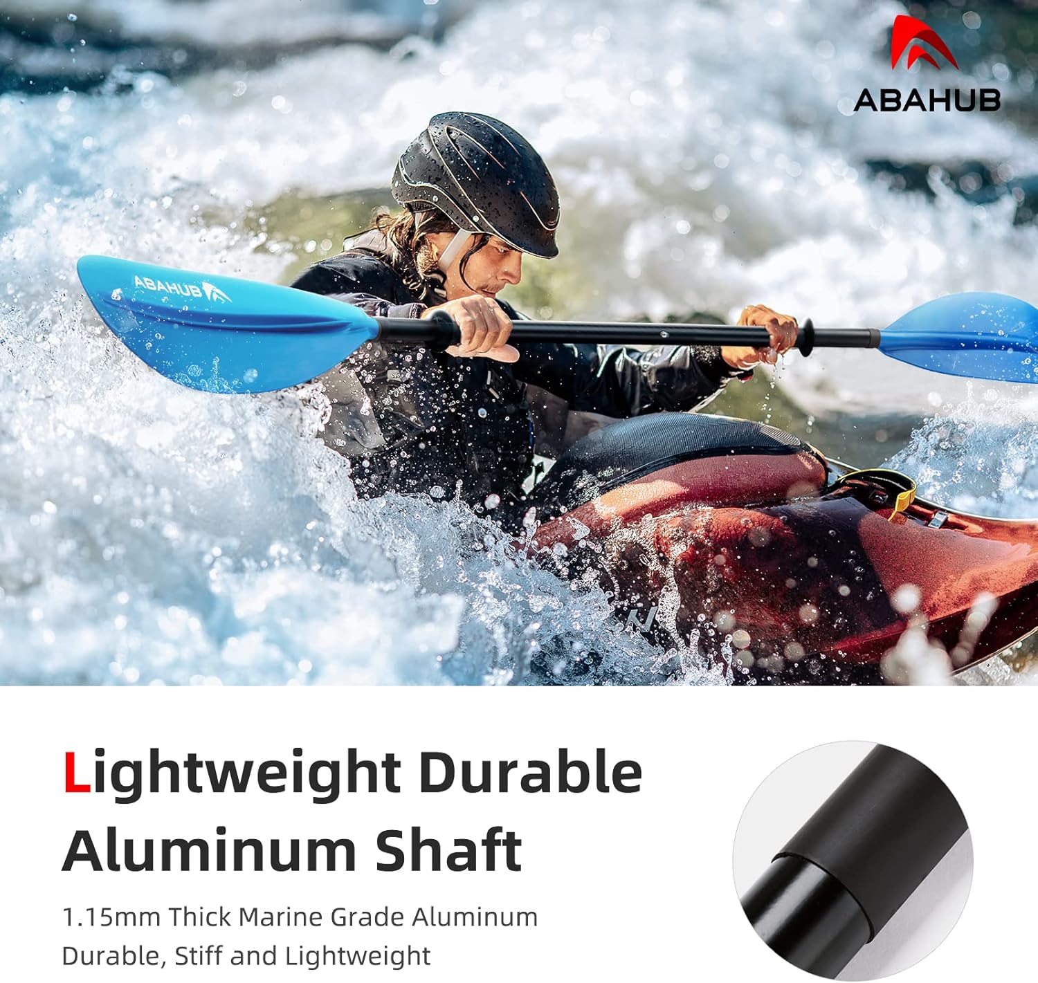 Abahub 1 x Kayak Paddles 905 Inches Kayaking Oars for Boating Canoeing with Free Paddle Leash Aluminum Alloy Shaft BlackBlueGreenOrangeYellow Plastic Bladesblue