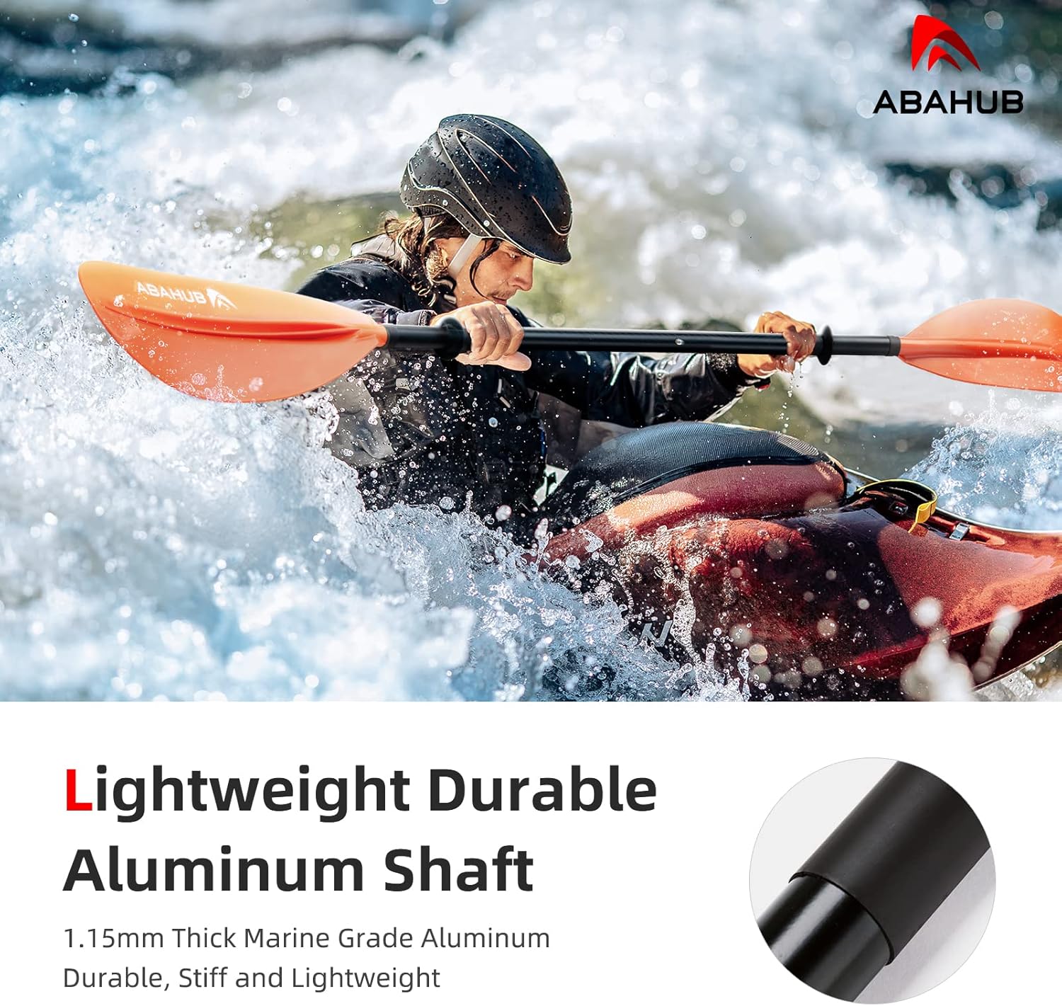 Abahub 1 x Kayak Paddles 905 Inches Kayaking Oars for Boating Canoeing with Free Paddle Leash Aluminum Alloy Shaft BlackBlueGreenOrangeYellow Plastic Bladesorange