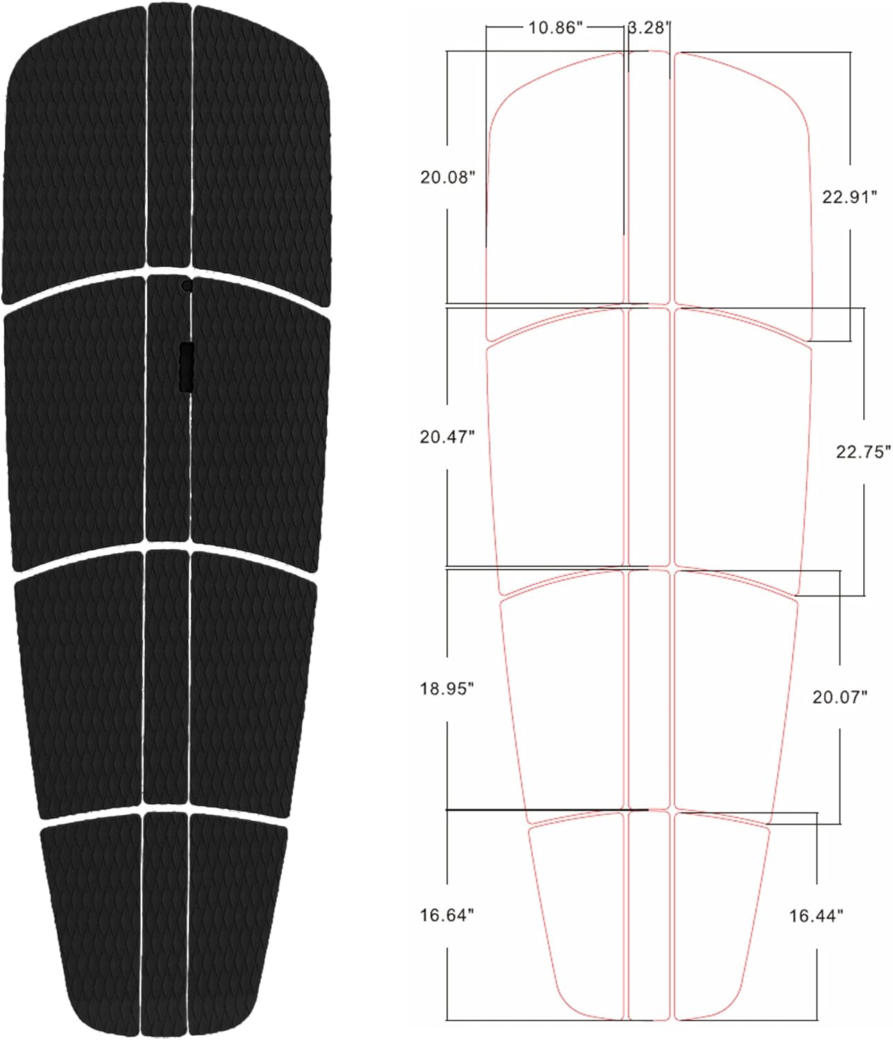 Abahub 12 Piece Surf SUP Deck Traction Pad Premium EVA with Tail Kicker 3M Adhesive for Paddleboard Longboard Surfboard BlackBlueGrayNavy BlueOrangeWhiteBlack