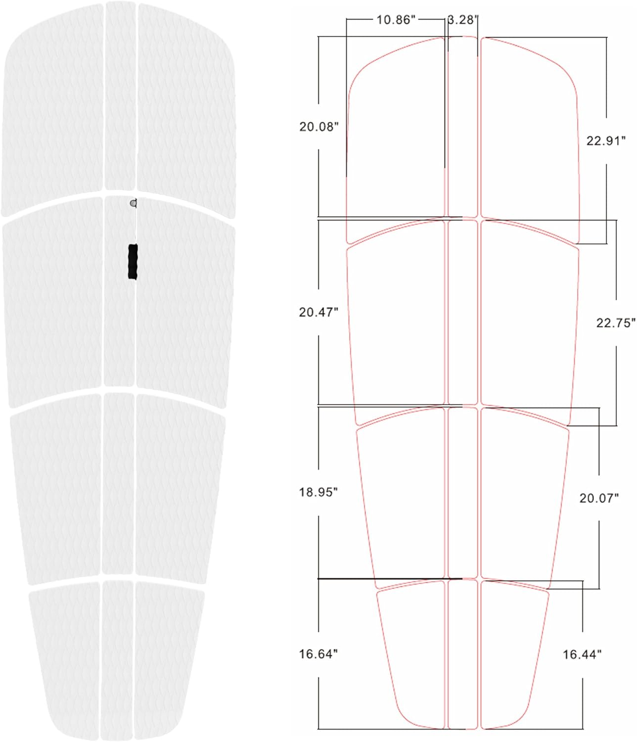 Abahub 12 Piece Surf SUP Deck Traction Pad Premium EVA with Tail Kicker 3M Adhesive for Paddleboard Longboard Surfboard BlackBlueGrayNavy BlueOrangeWhiteWhite