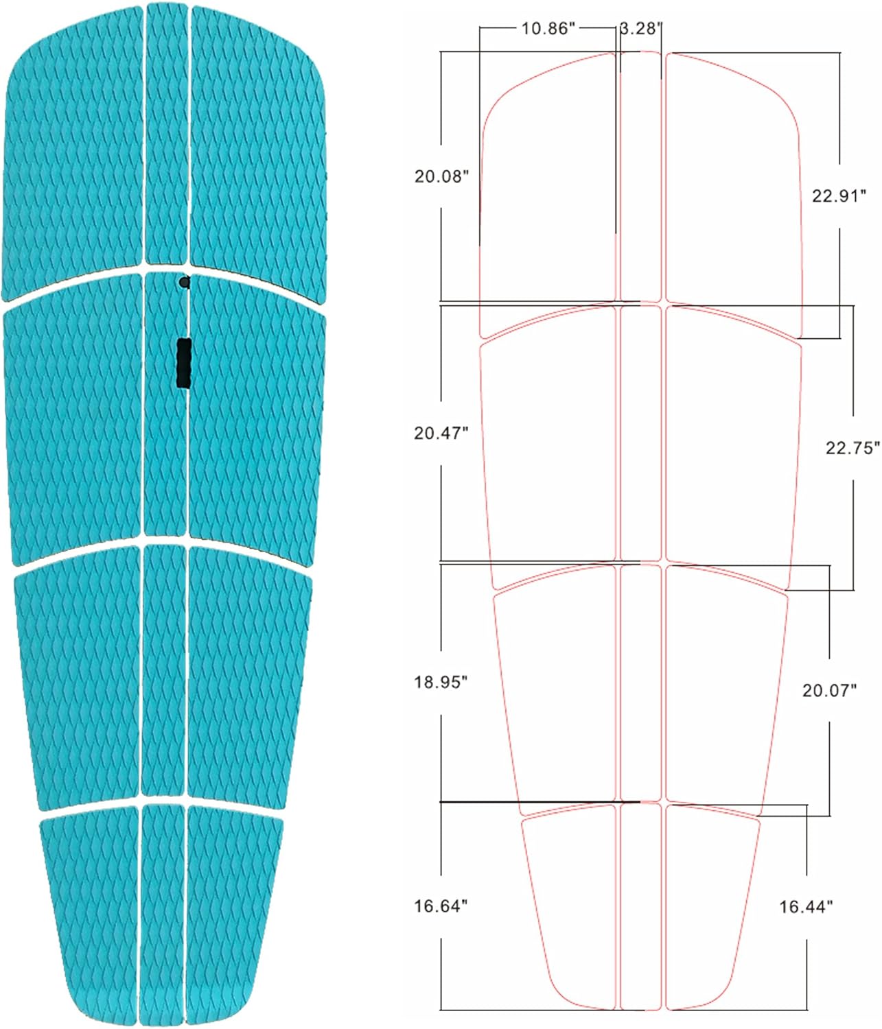Abahub 12 Piece Surf SUP Deck Traction Pad Premium EVA with Tail Kicker 3M Adhesive for Paddleboard Longboard Surfboard BlackBlueGrayNavy BlueOrangeWhiteBlue