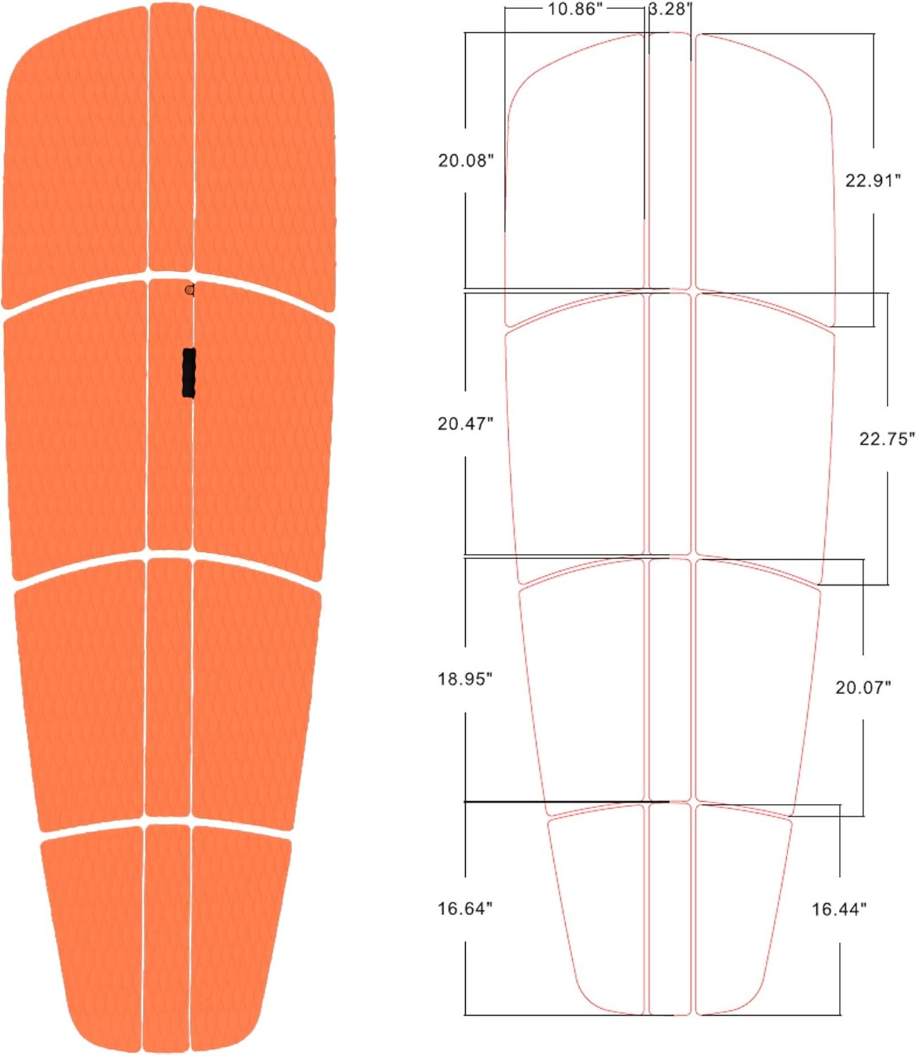 Abahub 12 Piece Surf SUP Deck Traction Pad Premium EVA with Tail Kicker 3M Adhesive for Paddleboard Longboard Surfboard BlackBlueGrayNavy BlueOrangeWhiteOrange