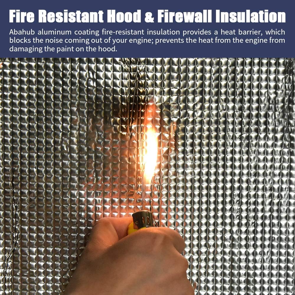 Abahub 236 mil 16 sqft Car Sound Deadener Hood Firewall Heat Shield Insulation Pad Automotive Sound Deadening Mat Aluminum Roll 59quotx39quot65 Ft x 3 Ft