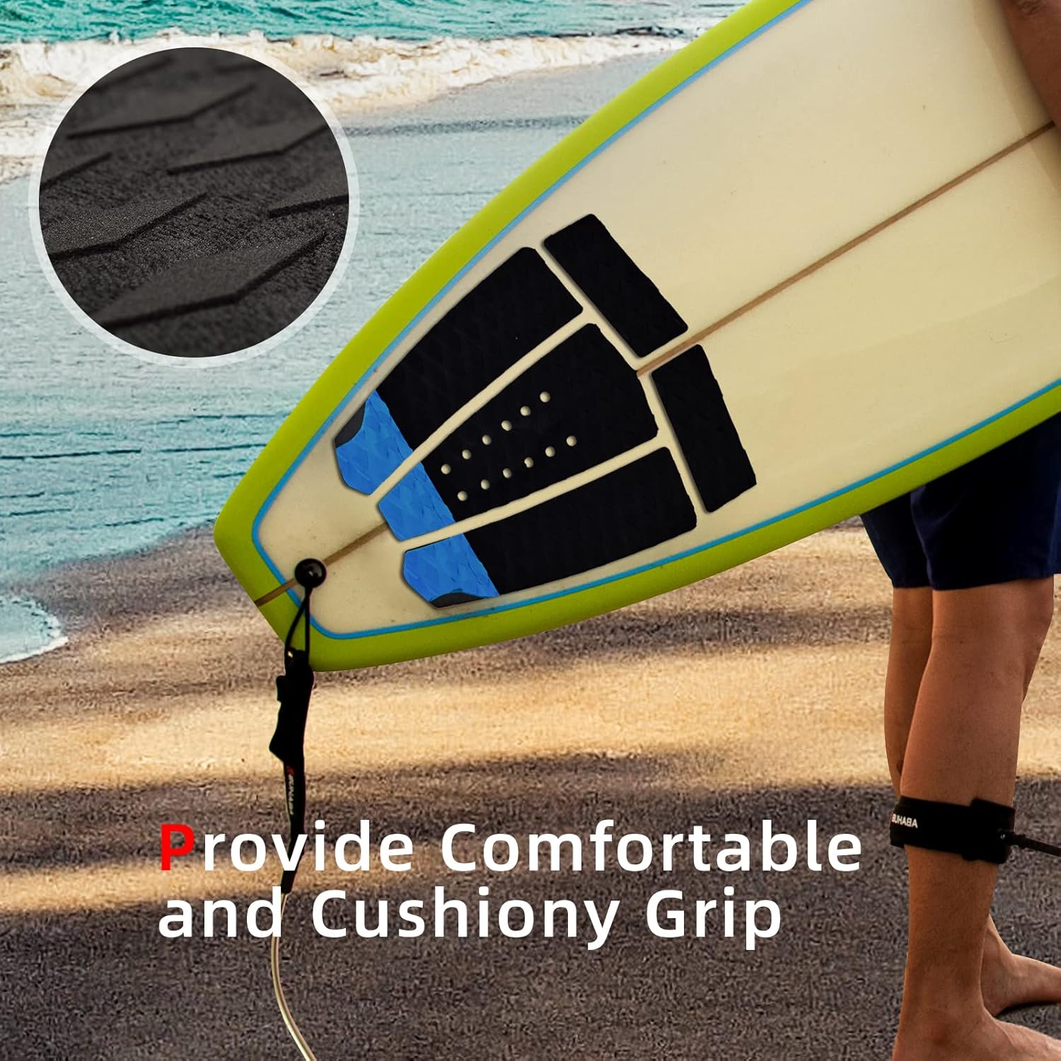 Abahub 3 Piece EVA Surfboard Deck Traction Pads with Kicker for Stomp Skimboards Surf Boards Funboard Fish Board BlackBlueGreenGrayOrangePinkWhiteWine Red5 pcsblue