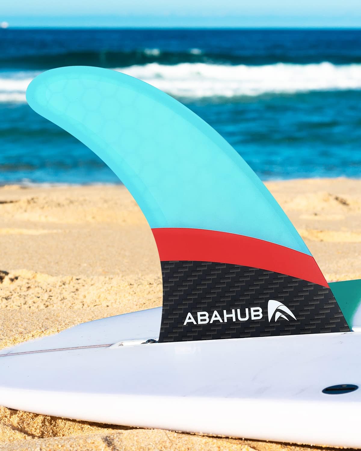 Abahub 9 SUP Single Center Fin No Tool Fin Screw Fiberglass Reinforeced 9 inch SUP Replacement Fins for Surfboard Standup Paddle Board Longboard BlackBlueWhiteFiberglass Blue