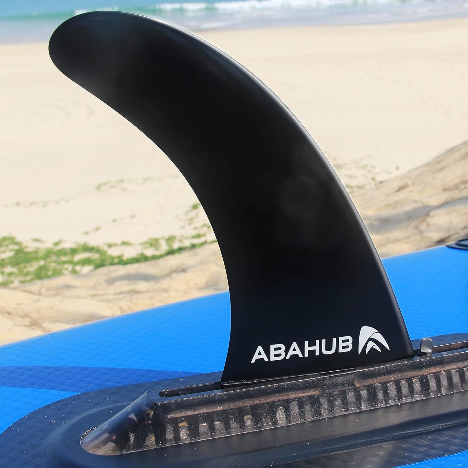 Abahub 910 SUP Single Center Fin with 1 NoTool Fin Screw Fiberglass Reinforeced 910 inch SUP Replacement Fins for Surfing Surfboard Standup Paddle Board Longboard BlackBlueWhite10 black