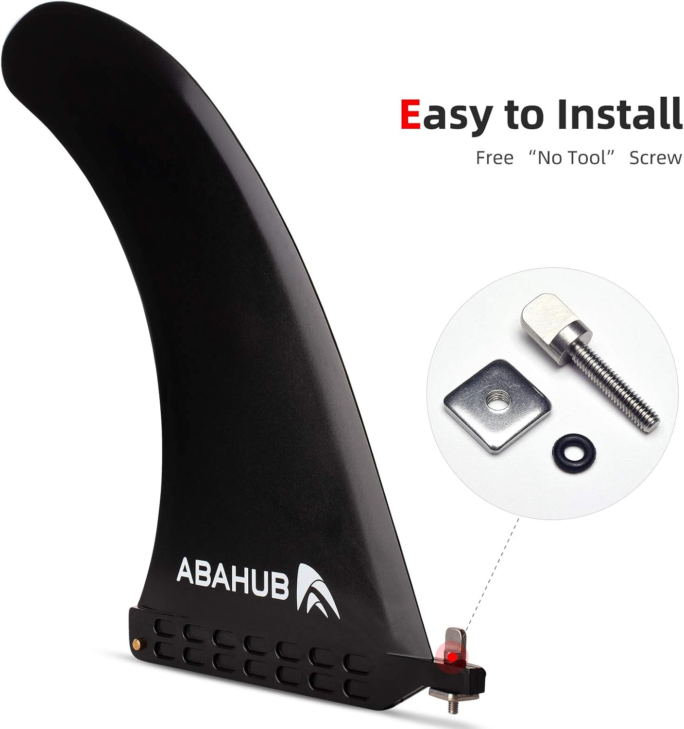 Abahub 910 SUP Single Center Fin with 1 NoTool Fin Screw Fiberglass Reinforeced 910 inch SUP Replacement Fins for Surfing Surfboard Standup Paddle Board Longboard BlackBlueWhite10 black