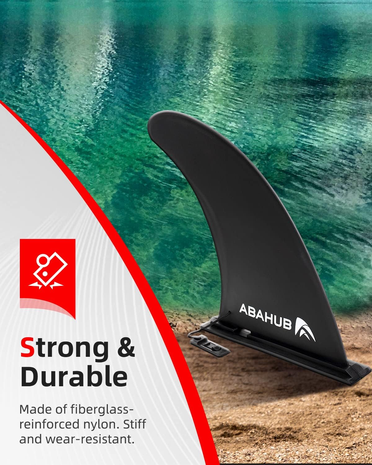 Abahub 910 SUP Single Center Fin with 1 NoTool Fin Screw Fiberglass Reinforeced 910 inch SUP Replacement Fins for Surfing Surfboard Standup Paddle Board Longboard BlackBlueWhite2 pack slidein fin