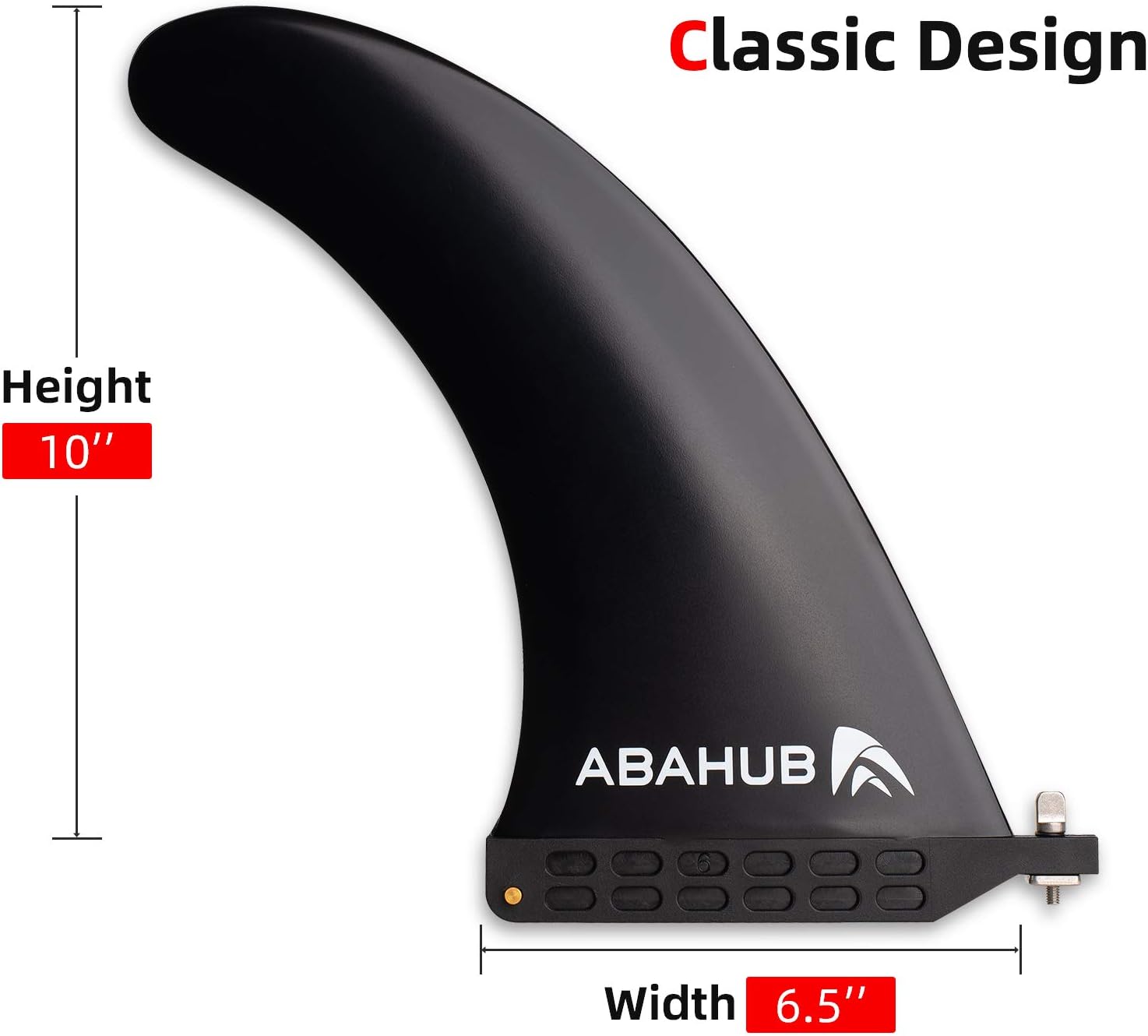 Abahub 910 SUP Single Center Fin with 1 NoTool Fin Screw Fiberglass Reinforeced 910 inch SUP Replacement Fins for Surfing Surfboard Standup Paddle Board Longboard BlackBlueWhite10 black
