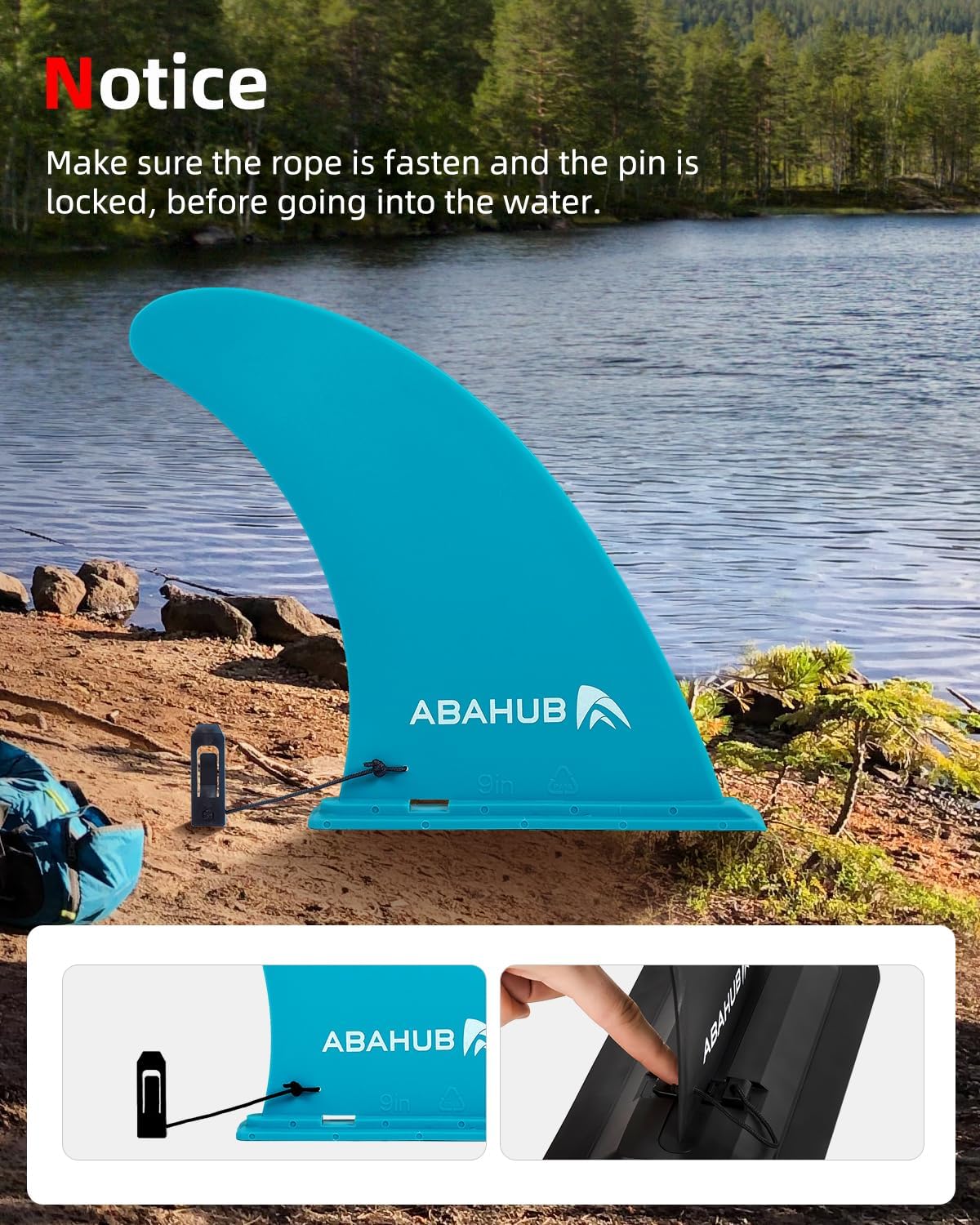 Abahub 910 SUP Single Center Fin with 1 NoTool Fin Screw Fiberglass Reinforeced 910 inch SUP Replacement Fins for Surfing Surfboard Standup Paddle Board Longboard BlackBlueWhiteblue 9 slidein fin