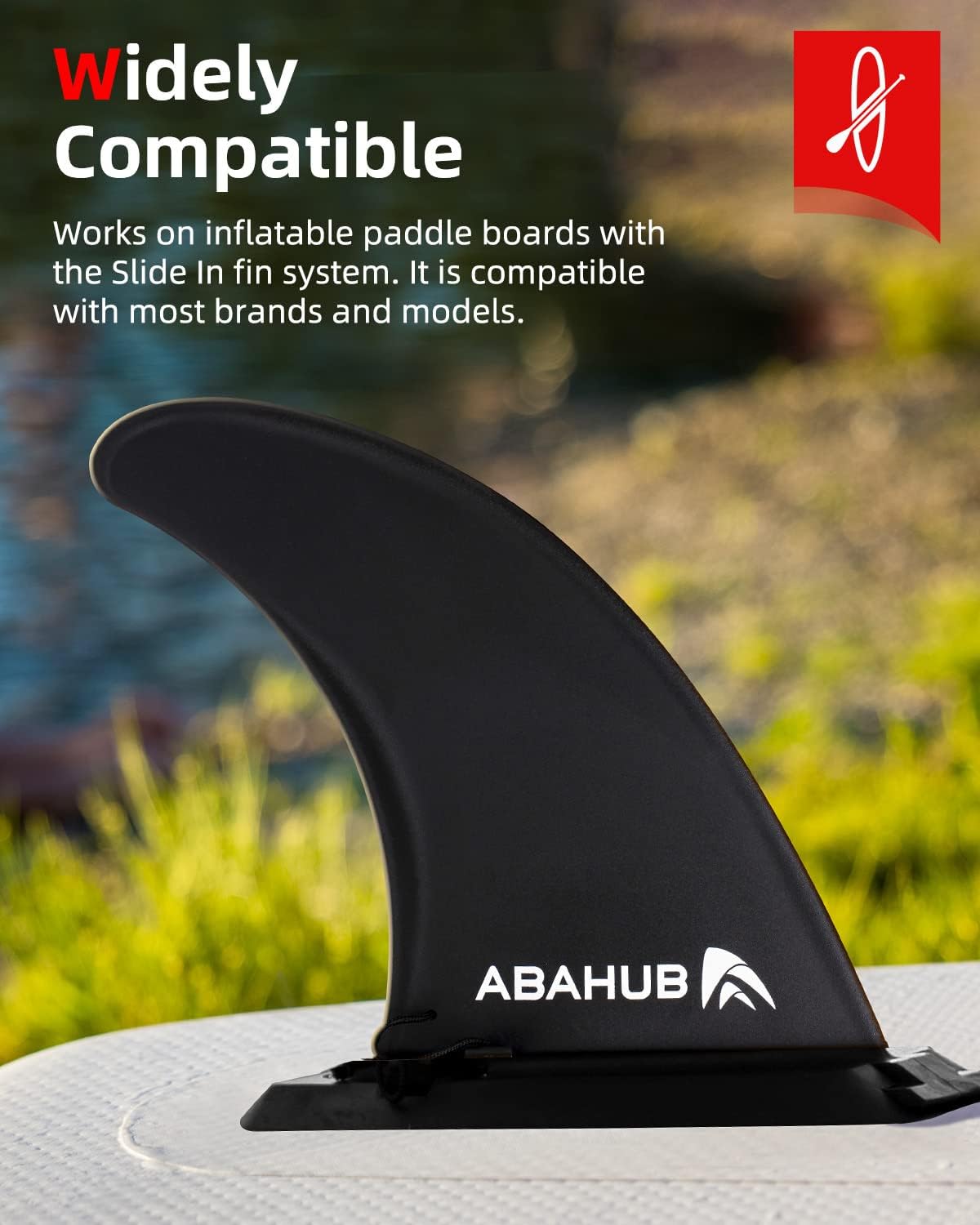 Abahub 910 SUP Single Center Fin with 1 NoTool Fin Screw Fiberglass Reinforeced 910 inch SUP Replacement Fins for Surfing Surfboard Standup Paddle Board Longboard BlackBlueWhite2 pack slidein fin