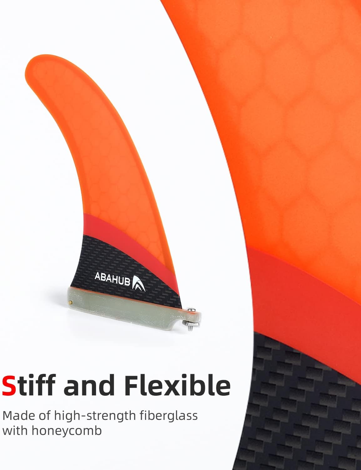 Abahub 910 SUP Single Center Fin with 1 NoTool Fin Screw Fiberglass Reinforeced 910 inch SUP Replacement Fins for Surfing Surfboard Standup Paddle Board Longboard BlackBlueWhiteFiberglass Orange