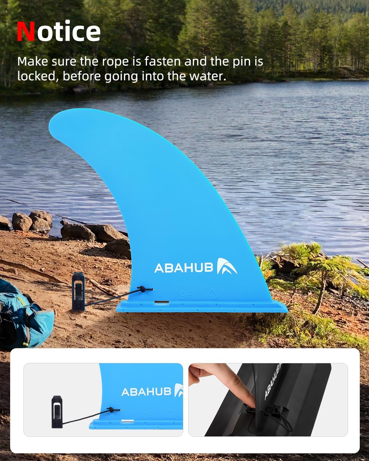 Abahub 910 SUP Single Center Fin with 1 NoTool Fin Screw Fiberglass Reinforeced 910 inch SUP Replacement Fins for Surfing Surfboard Standup Paddle Board Longboard BlackBlueWhiteblue 9 slidein fin