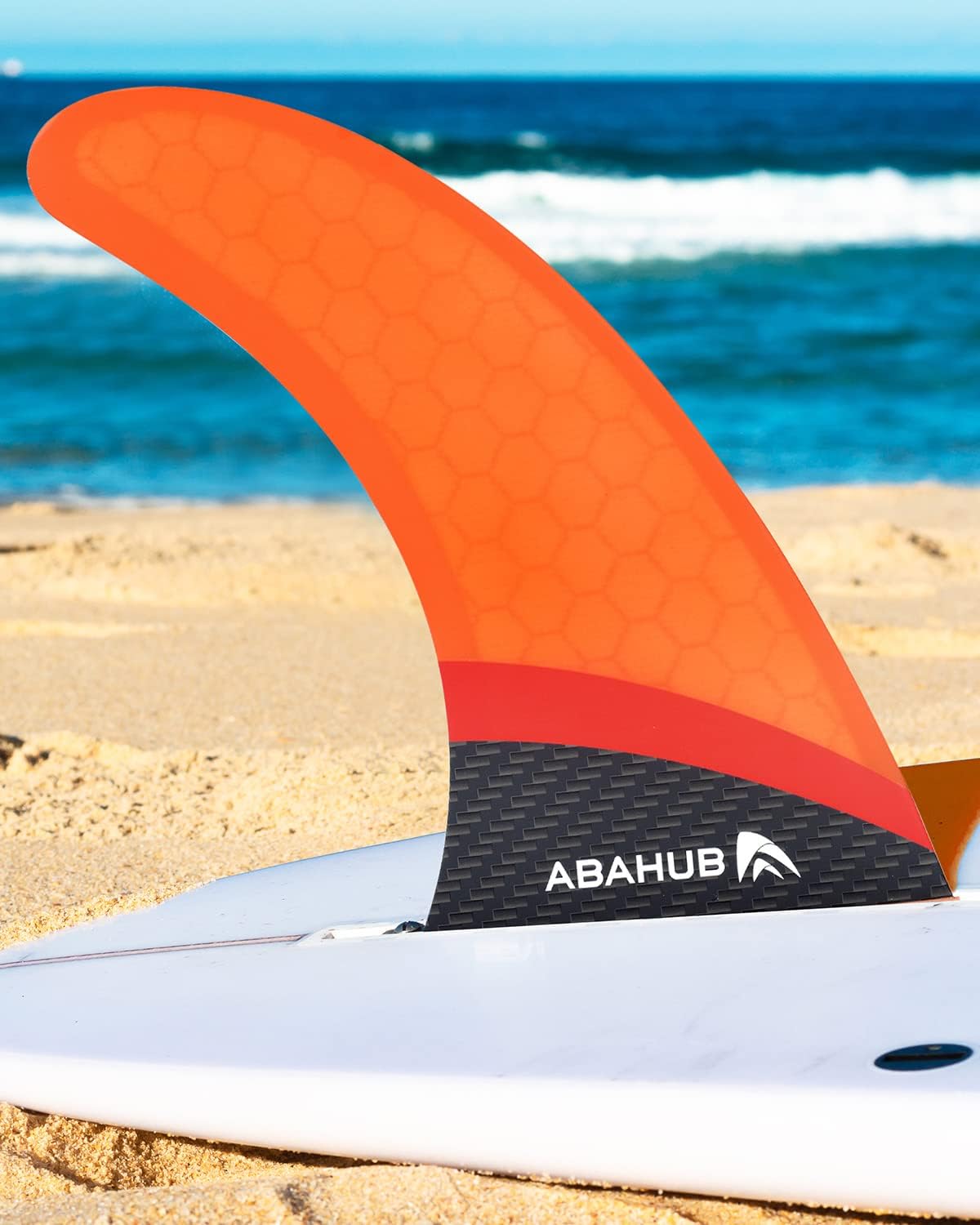 Abahub 910 SUP Single Center Fin with 1 NoTool Fin Screw Fiberglass Reinforeced 910 inch SUP Replacement Fins for Surfing Surfboard Standup Paddle Board Longboard BlackBlueWhiteFiberglass Orange