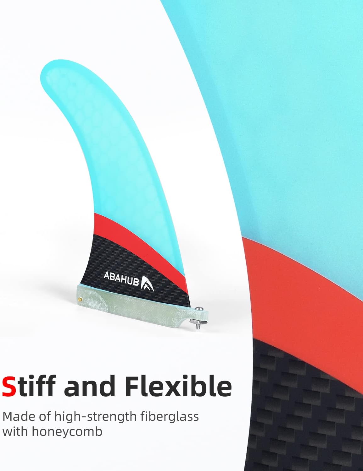 Abahub 910 SUP Single Center Fin with 1 NoTool Fin Screw Fiberglass Reinforeced 910 inch SUP Replacement Fins for Surfing Surfboard Standup Paddle Board Longboard BlackBlueWhiteFiberglass Blue