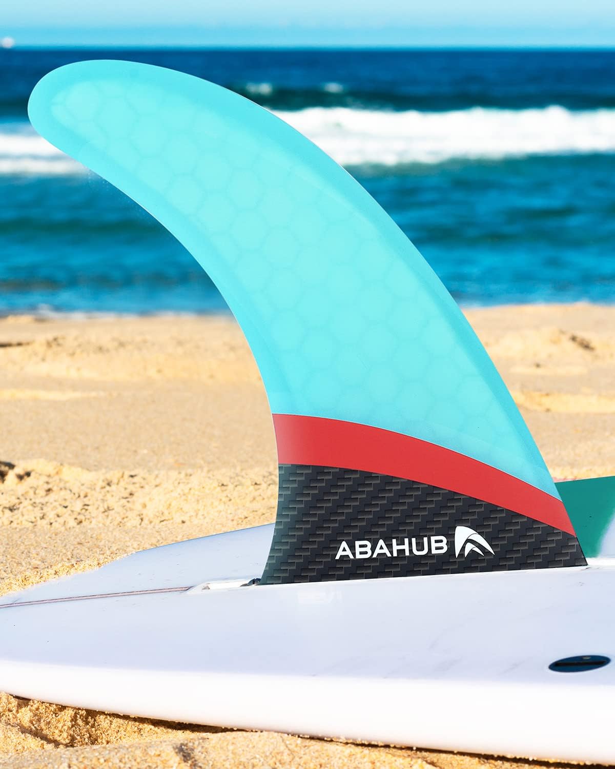 Abahub 910 SUP Single Center Fin with 1 NoTool Fin Screw Fiberglass Reinforeced 910 inch SUP Replacement Fins for Surfing Surfboard Standup Paddle Board Longboard BlackBlueWhiteFiberglass Blue