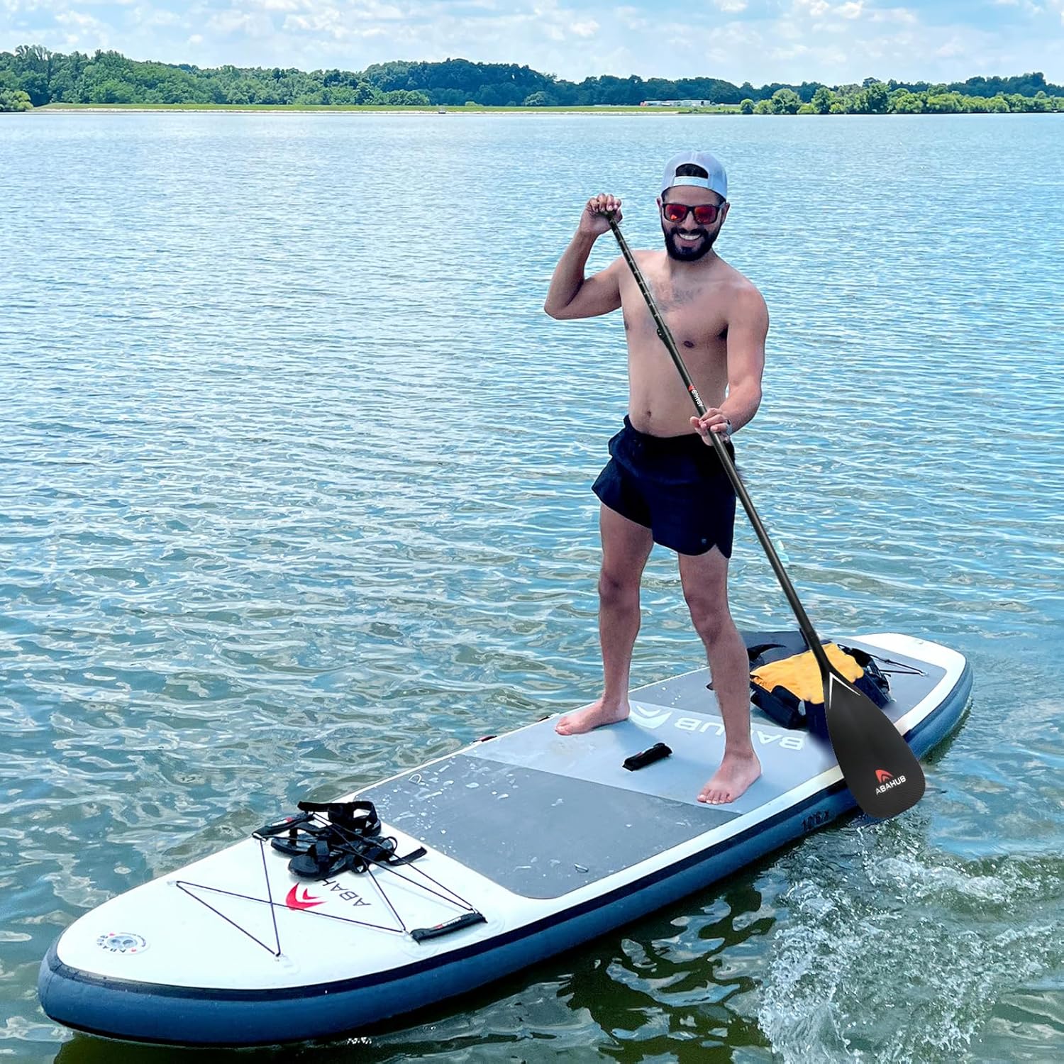 Abahub Carbon SUP Paddles 1 x 3 Section Adjustable 67quot  86quot Carbon Fiber Shaft Lightweight Standup Paddle Oars for Paddleboards with a Carrying BagFull Carbon Fiber Paddle