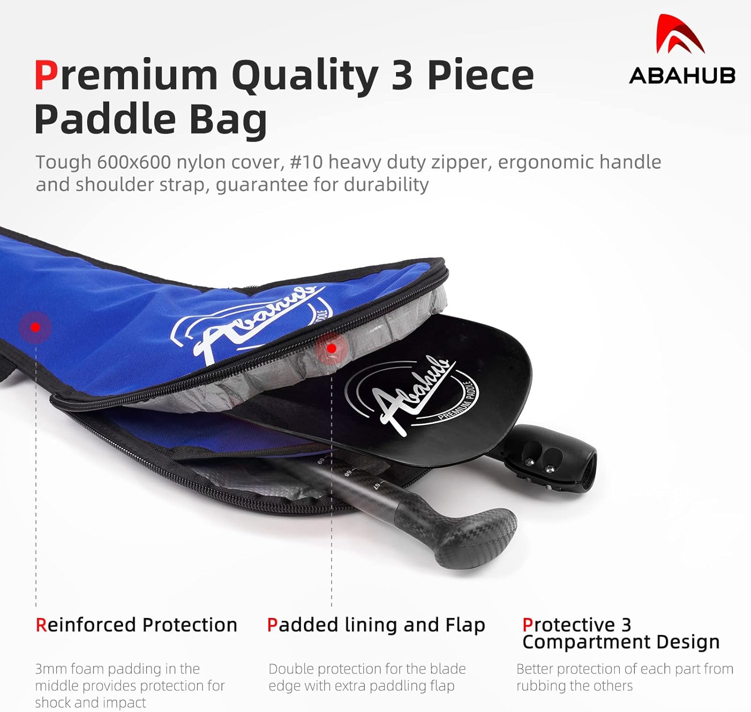Abahub Carbon SUP Paddles 1 x 3 Section Adjustable 67quot  86quot Carbon Fiber Shaft Lightweight Standup Paddle Oars for Paddleboards with a Carrying BagCarbon Fiber Shaft  Black Plastic Blade