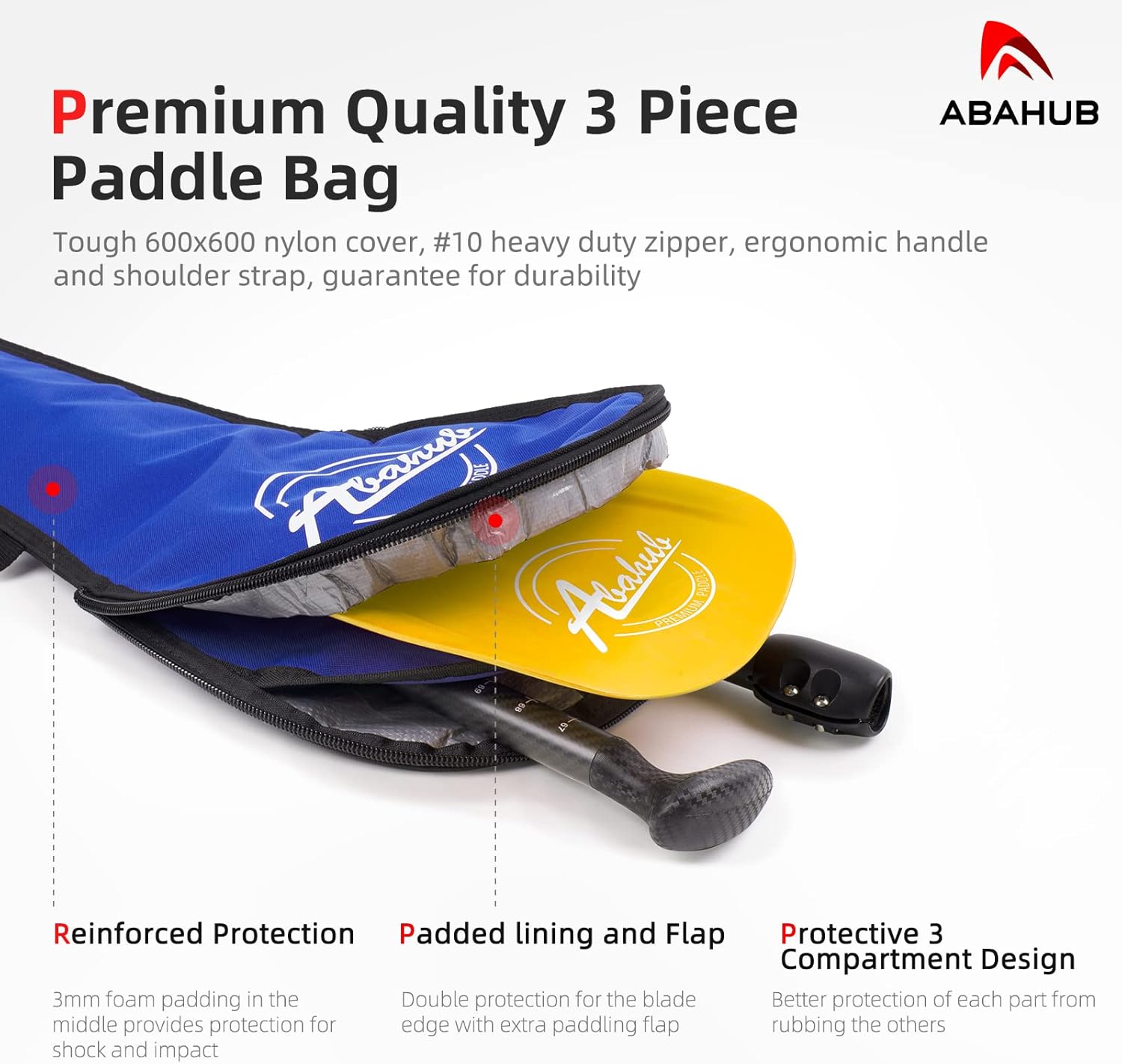 Abahub Carbon SUP Paddles 1 x 3 Section Adjustable 67quot  86quot Carbon Fiber Shaft Lightweight Standup Paddle Oars for Paddleboards with a Carrying BagCarbon Fiber Shaft  Yellow Wave Print Plastic Blad