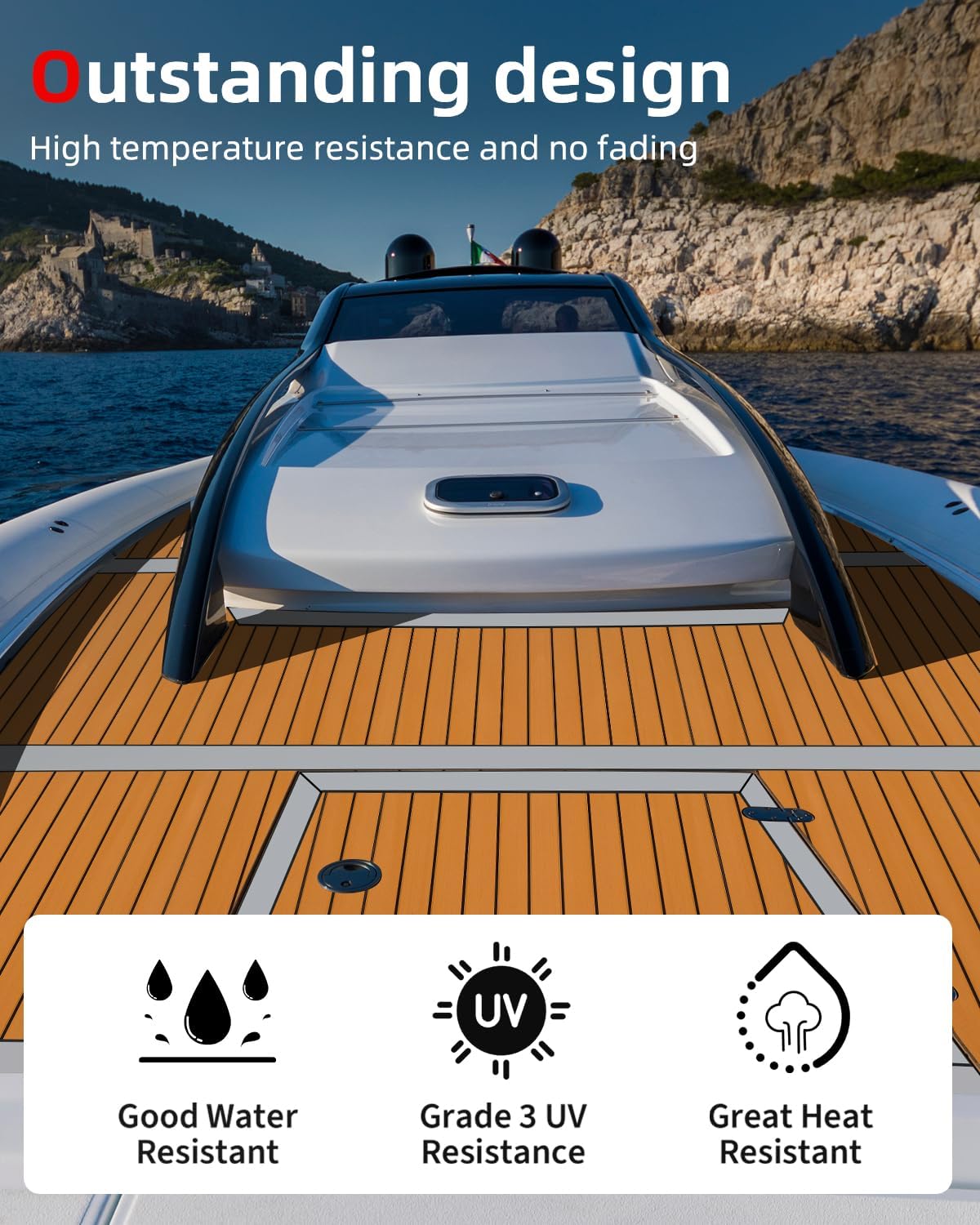 Abahub EVA Foam Boat Decking 96x4563628824168 48x168 SelfAdhesive Faux Teak Marine Flooring Sheet Traction Pad for Boats Surfboard Swim Platform RV FloorBrown with Black LinesBorder
