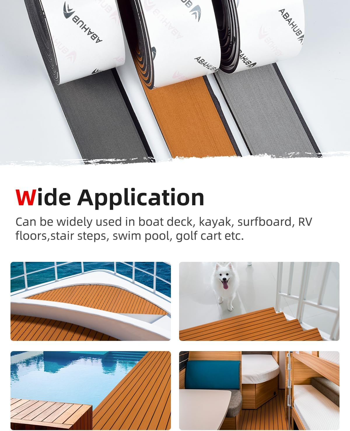 Abahub EVA Foam Boat Decking 96x4563628824168 48x168 SelfAdhesive Faux Teak Marine Flooring Sheet Traction Pad for Boats Surfboard Swim Platform RV FloorBrown with Black LinesBorder