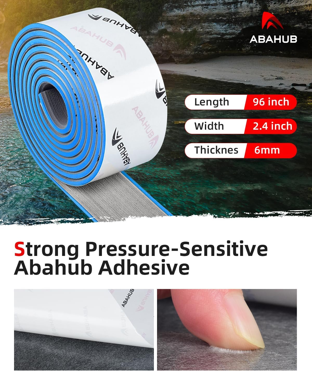 Abahub EVA Foam Boat Decking 96x4563628824168 48x168 SelfAdhesive Faux Teak Marine Flooring Sheet Traction Pad for Boats Surfboard Swim Platform RV FloorGray with Blue LinesBorder