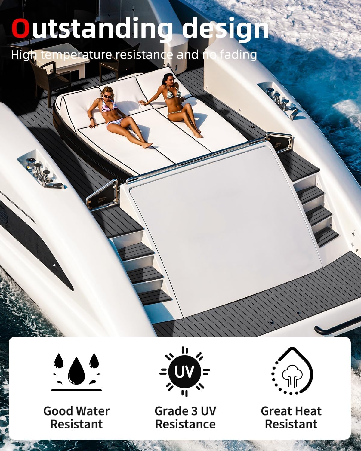 Abahub EVA Foam Boat Decking 96x4563628824168 48x168 SelfAdhesive Faux Teak Marine Flooring Sheet Traction Pad for Boats Surfboard Swim Platform RV FloorDark Gray with Black Lines