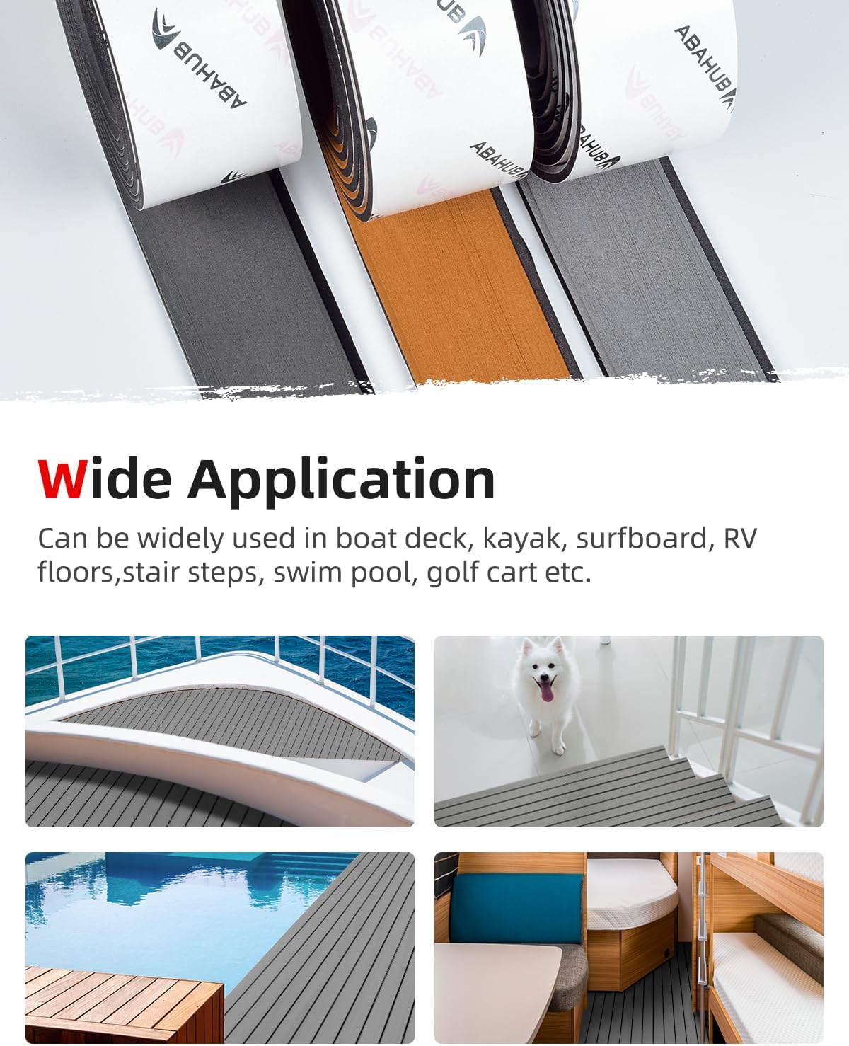 Abahub EVA Foam Boat Decking 96x4563628824168 48x168 SelfAdhesive Faux Teak Marine Flooring Sheet Traction Pad for Boats Surfboard Swim Platform RV FloorGray with Black LinesBorder