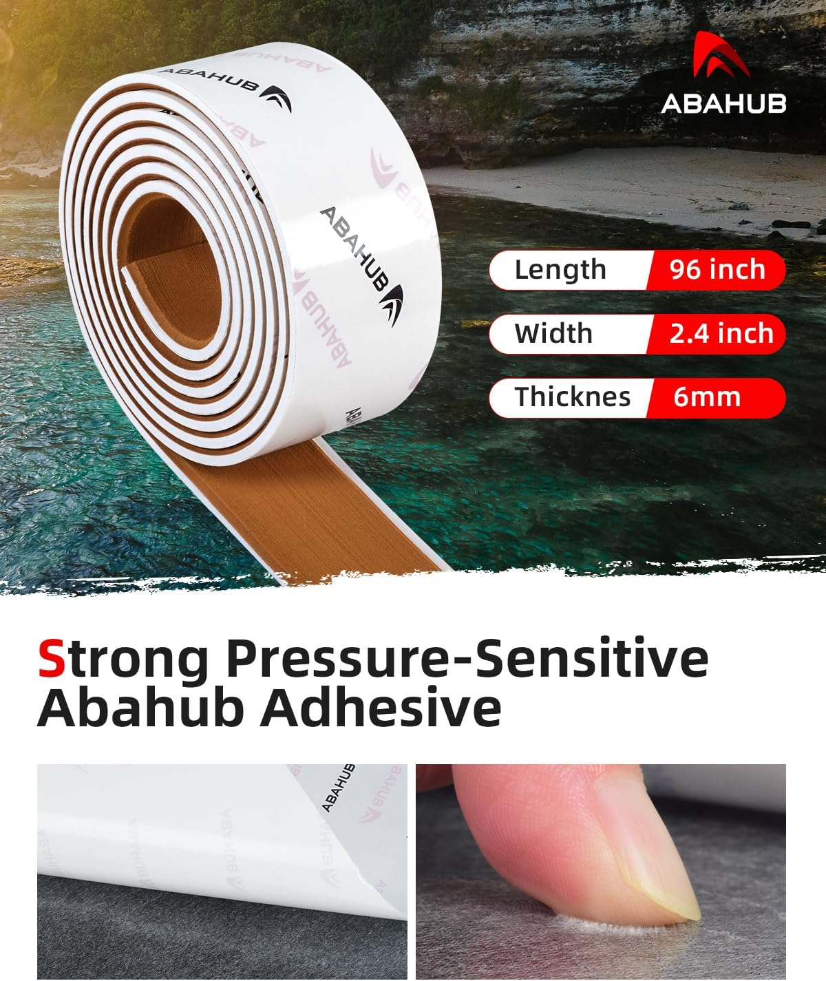 Abahub EVA Foam Boat Decking 96x4563628824168 48x168 SelfAdhesive Faux Teak Marine Flooring Sheet Traction Pad for Boats Surfboard Swim Platform RV FloorBrown with White LinesBorder