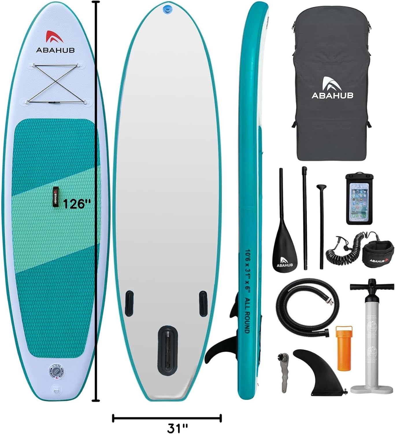Abahub Inflatable SUP Wide 106quot x 31quot34quot x 106quot iSUP Blue Standup Paddleboard with Adjustable SUP Kayak Paddle for Yoga Paddle Board Kayaking Surf Canoe Fishing31 Green lite