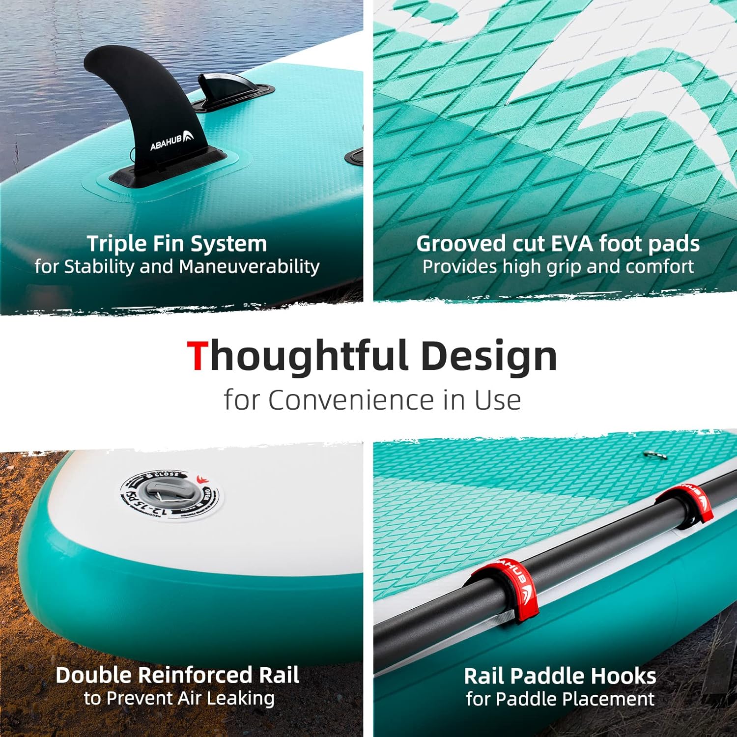 Abahub Inflatable SUP Wide 106quot x 31quot34quot x 106quot iSUP Blue Standup Paddleboard with Adjustable SUP Kayak Paddle for Yoga Paddle Board Kayaking Surf Canoe Fishing31 Green