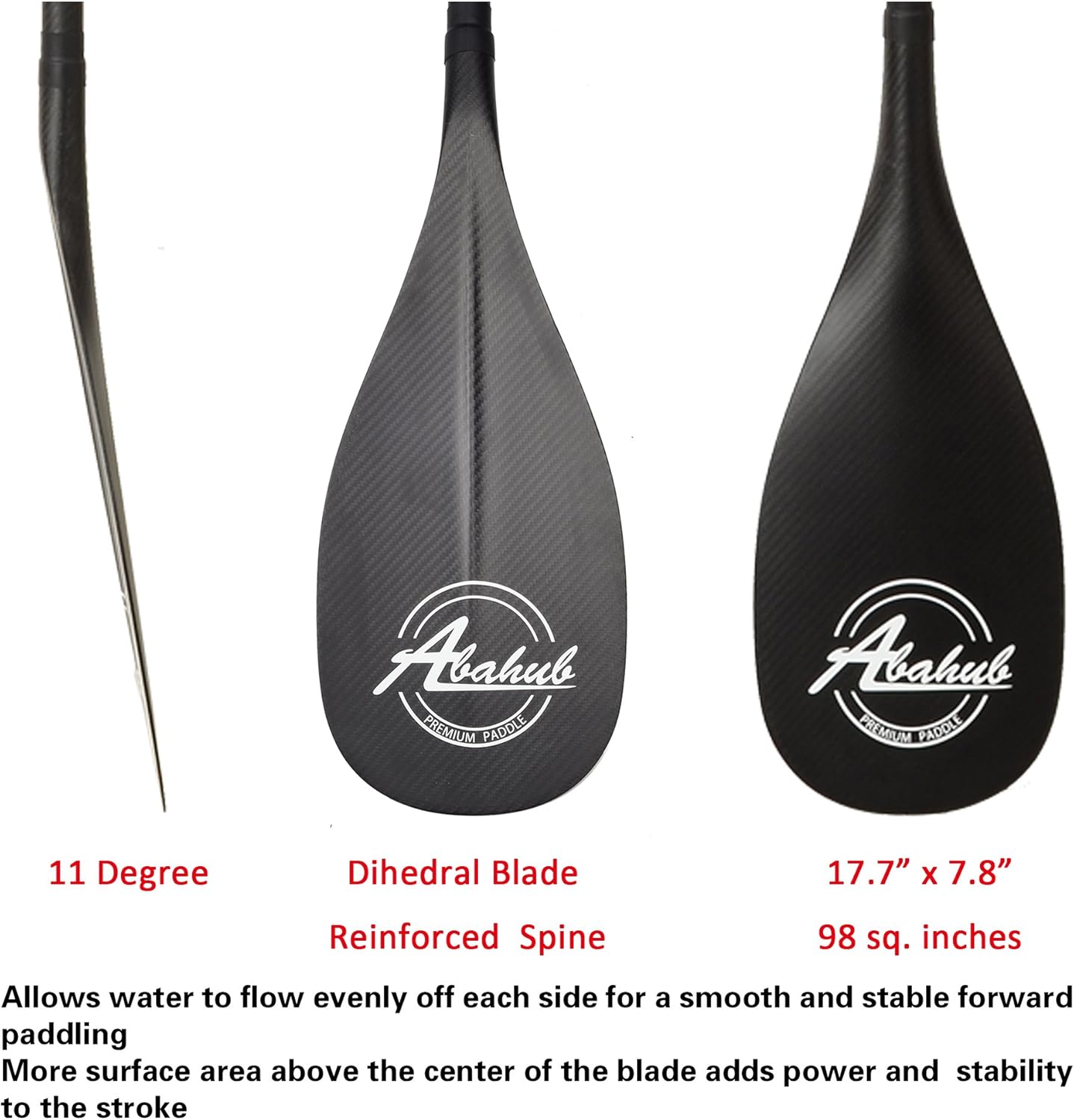 Abahub Premium Carbon Fiber SUP Paddle 3Piece Adjustable Stand Up Paddle Full Carbon Shaft ampamp Blade  Bag