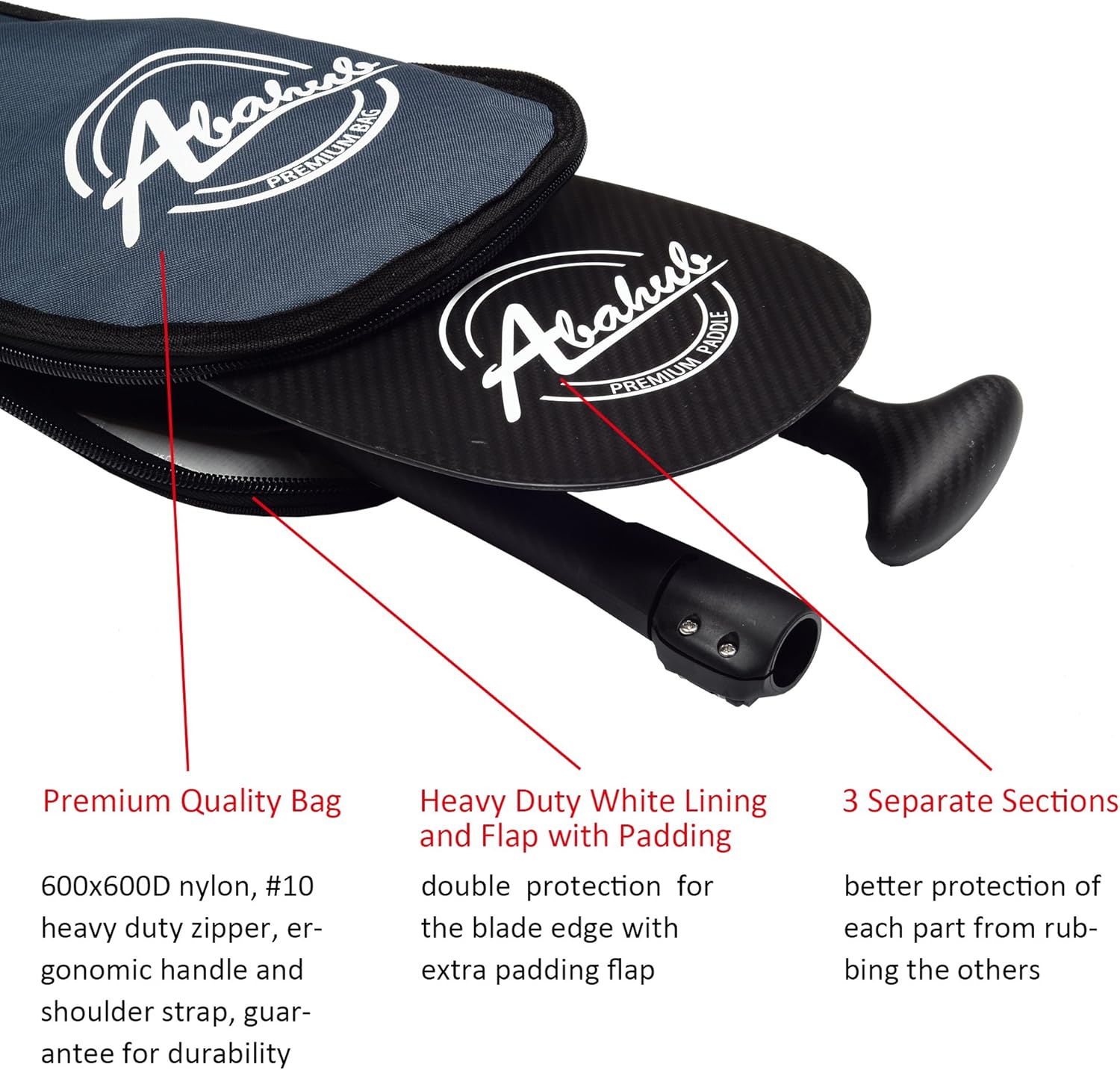 Abahub Premium Carbon Fiber SUP Paddle 3Piece Adjustable Stand Up Paddle Full Carbon Shaft ampamp Blade  Bag