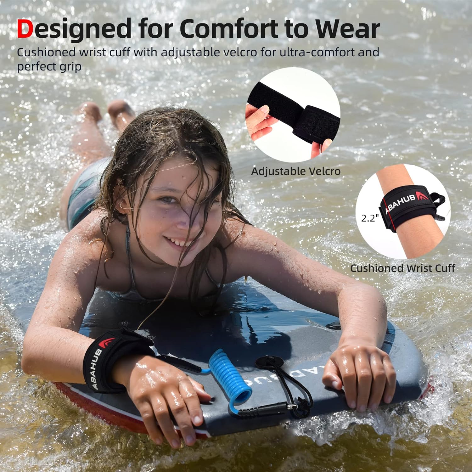 Abahub Premium Coil SUP Leash 10 ft Coiled Paddle Board Leashes 72mm Thick Legrope Strap for Longboard Surfboards Standup Paddleboards iSUP Replacement Leg Rope 8 Colors4ftBlue