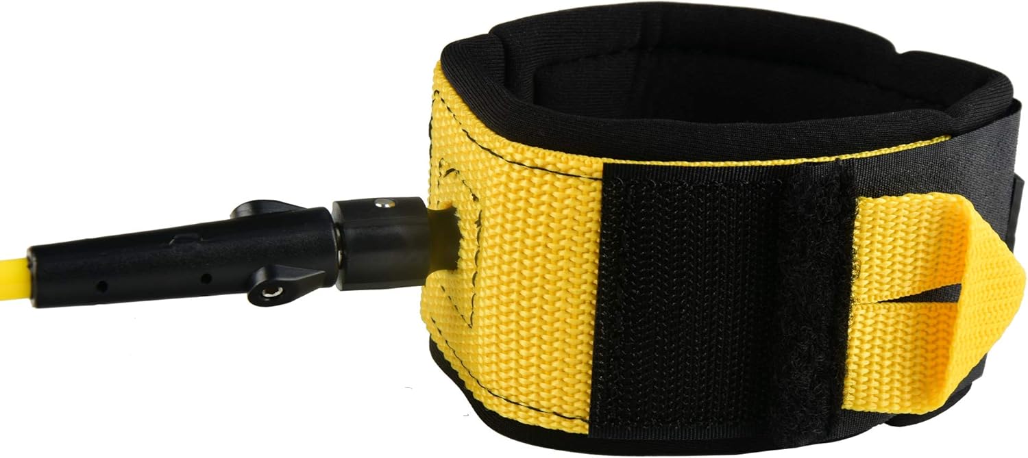 Abahub Premium Coil SUP Leash 10 ft Coiled Paddle Board Leashes 72mm Thick Legrope Strap for Longboard Surfboards Standup Paddleboards iSUP Replacement Leg Rope 8 Colorsyellow