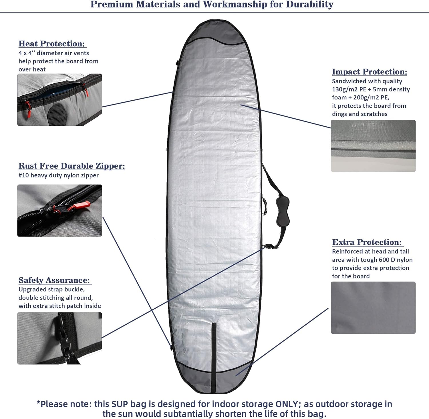 Abahub Premium SUP Travel Bag Foam Padded Standup Paddleboard Cover Case Paddle Board Carrying Bags for Paddleboarding Outdoor Airplane Car Truck86 x 33