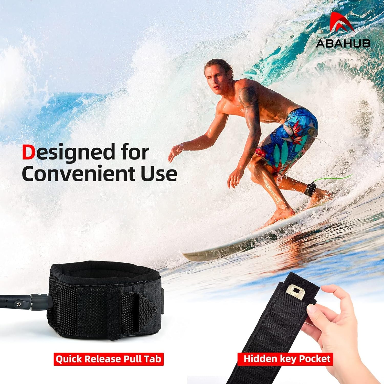 Abahub Premium Surfboard Leash 678910 ft Straight Surf Board Leashes 67mm Legrope Strap for Shortboard LongboardClear Blue Core