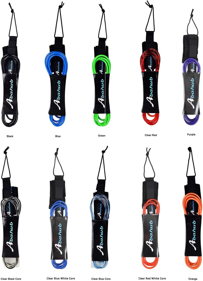 Abahub Premium Surfboard Leash 678910 ft Straight Surf Board Leashes 67mm Legrope Strap for Shortboard LongboardClear Blue Core