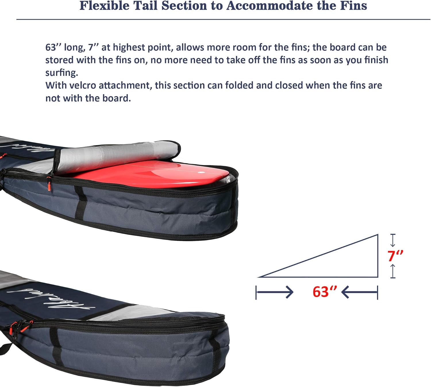 Abahub Premium Surfboard Travel Bag Foam Padded Surf Board Cover Shortboard Carrying Bags for Surfing Outdoor Airplane Car Truck60 66 70 76 80 86 90 96 100Dark Blue