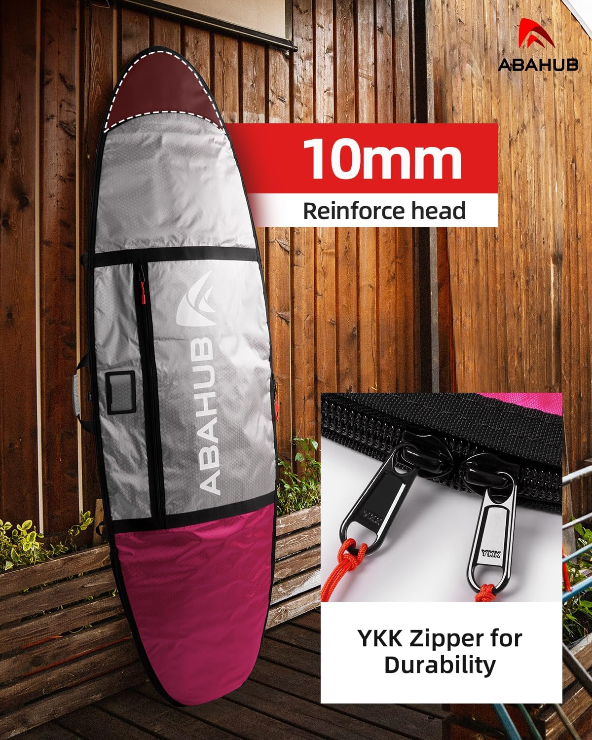 Abahub Premium Surfboard Travel Bag Foam Padded Surf Board Cover Shortboard Carrying Bags for Surfing Outdoor Airplane Car Truck60 66 70 76 80 86 90 96 100Deep Pink