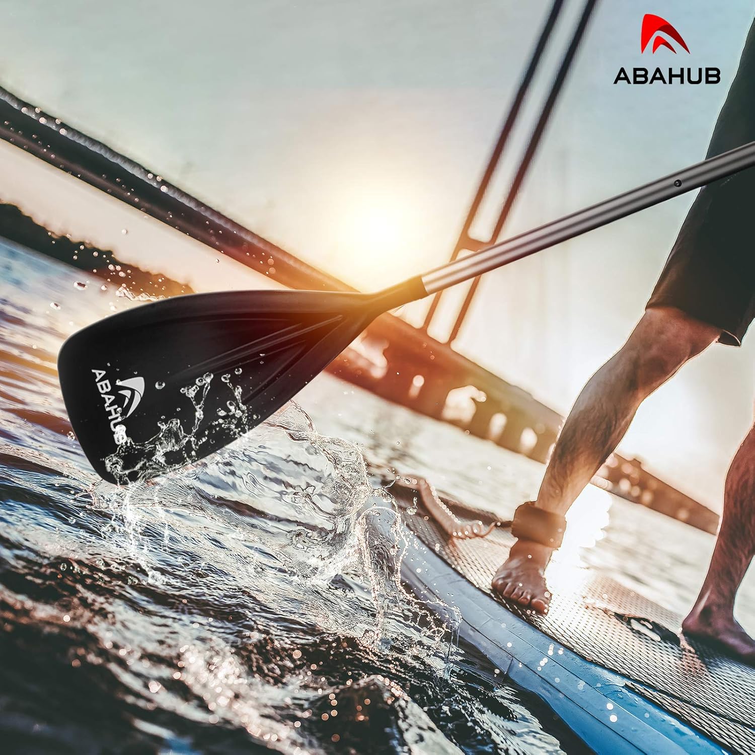 Abahub SUP Paddle  3 Piece Adjustable Paddles  Lightweight Standup Paddle Oars for Paddleboard Adjustable Aluminum Alloy Shaft 68quot  84quot BlackBlueGreenOrangeRedYellow Plastic Nylon BladeBlack Silver