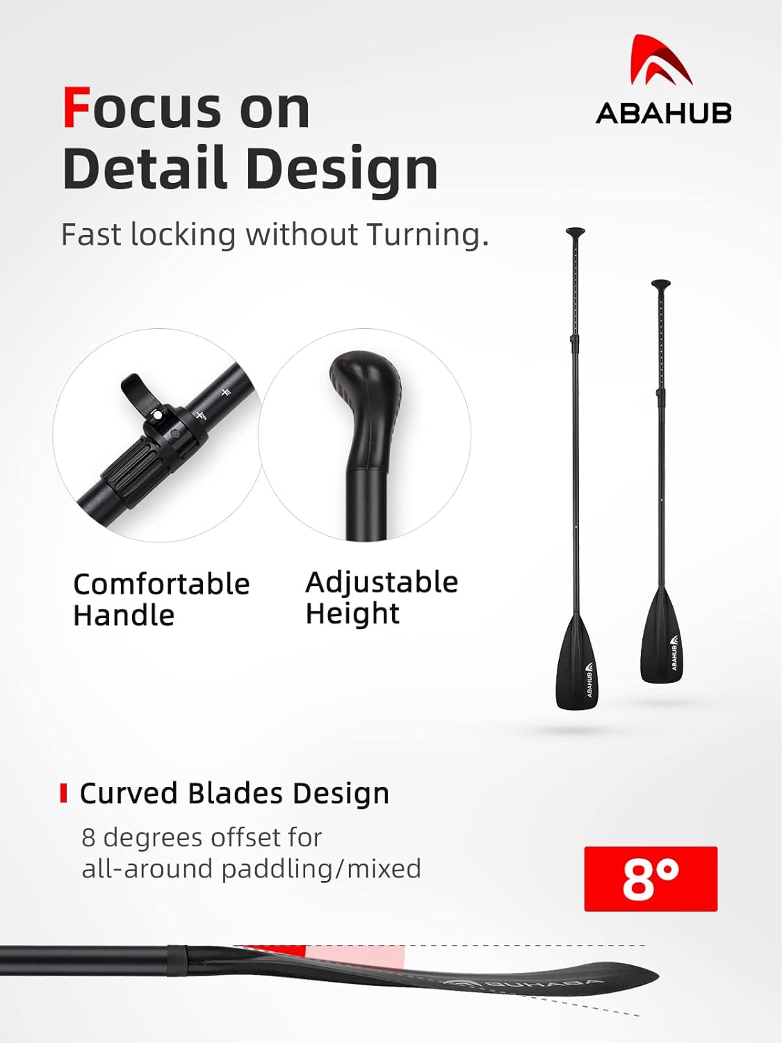 Abahub SUP Paddle  3 Piece Adjustable Paddles  Lightweight Standup Paddle Oars for Paddleboard Adjustable Aluminum Alloy Shaft 68quot  84quot BlackBlueGreenOrangeRedYellow Plastic Nylon Bladeblack