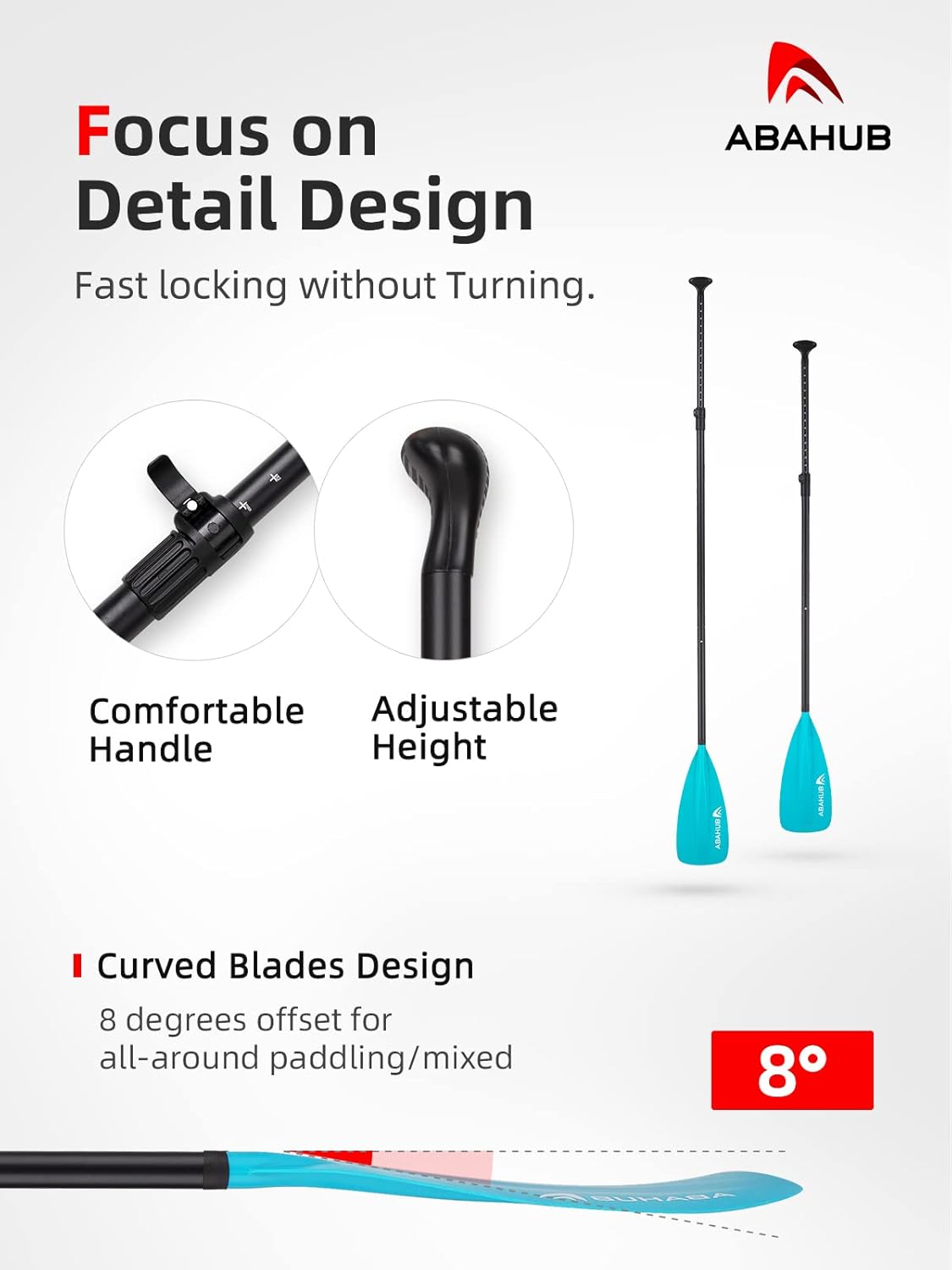 Abahub SUP Paddle  3 Piece Adjustable Paddles  Lightweight Standup Paddle Oars for Paddleboard Adjustable Aluminum Alloy Shaft 68quot  84quot BlackBlueGreenOrangeRedYellow Plastic Nylon Bladeteal