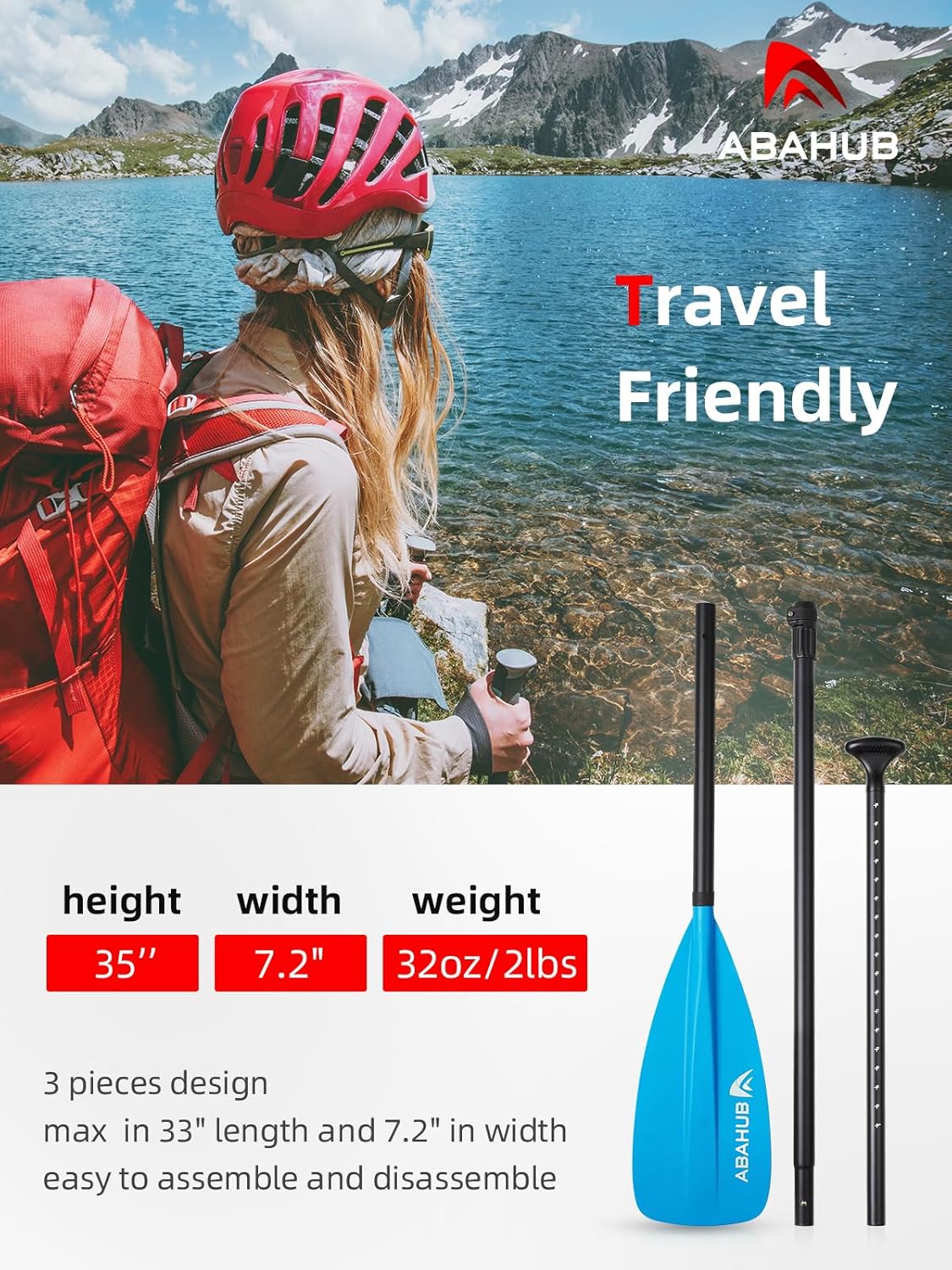 Abahub SUP Paddle  3 Piece Adjustable Paddles  Lightweight Standup Paddle Oars for Paddleboard Adjustable Aluminum Alloy Shaft 68quot  84quot BlackBlueGreenOrangeRedYellow Plastic Nylon Bladeblue