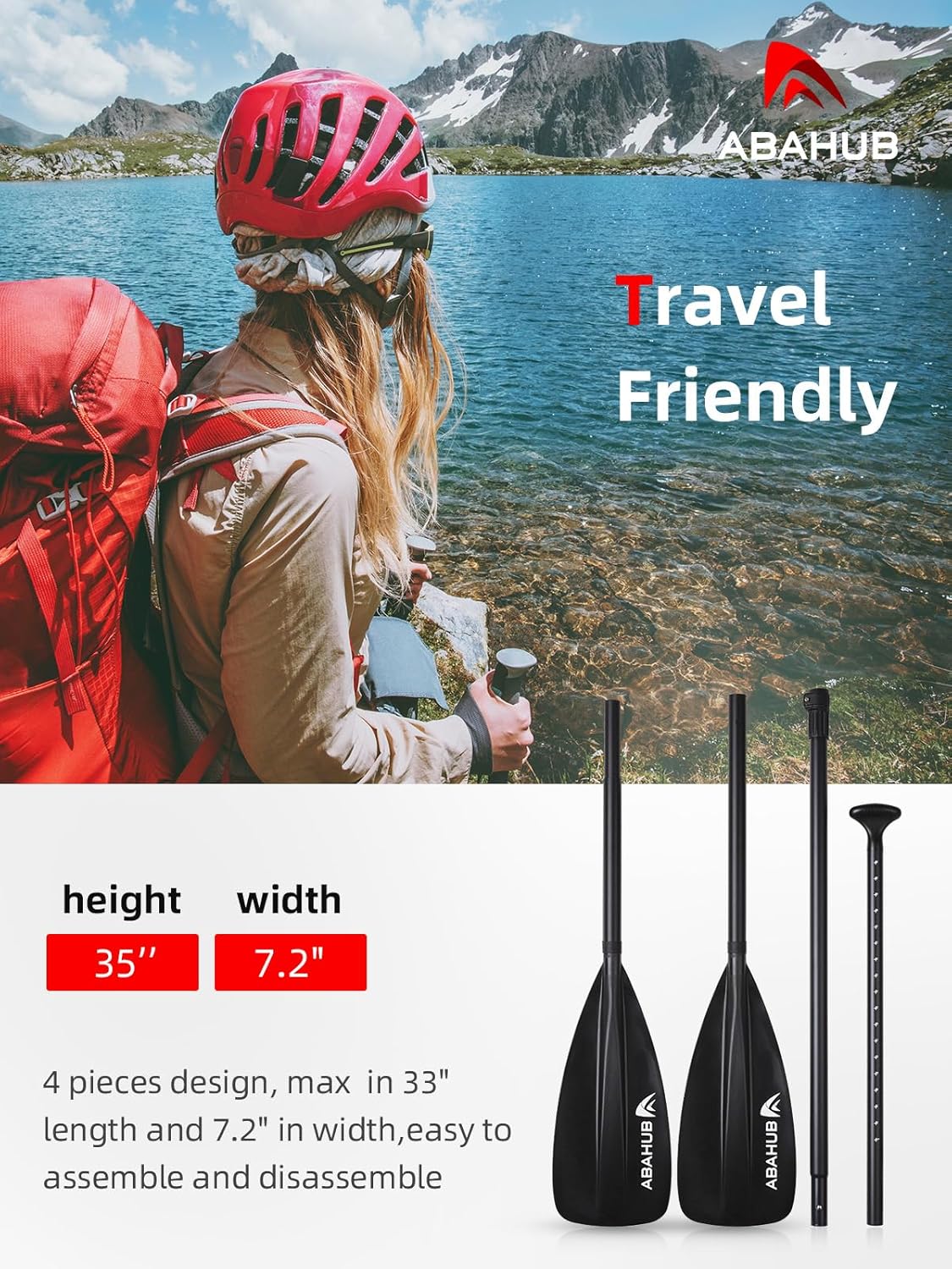 Abahub SUP Paddle  3 Piece Adjustable Paddles  Lightweight Standup Paddle Oars for Paddleboard Adjustable Aluminum Alloy Shaft 68quot  84quot BlackBlueGreenOrangeRedYellow Plastic Nylon Blade4 pcsblack