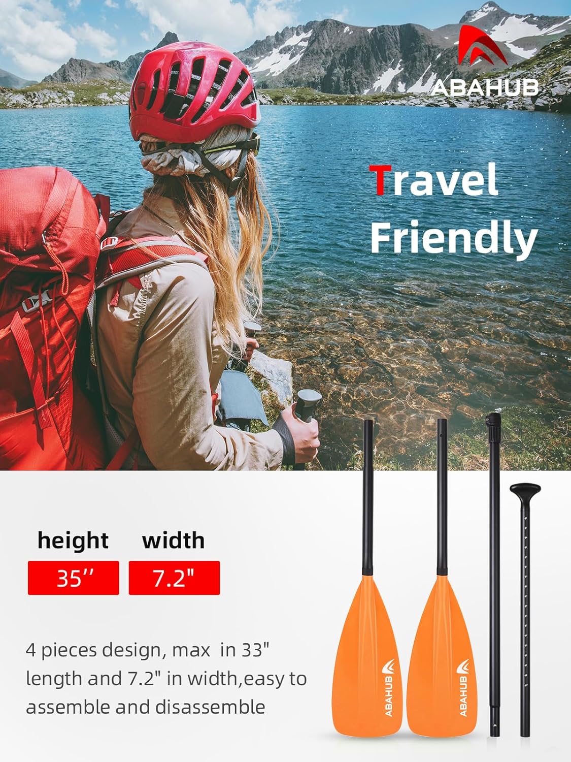 Abahub SUP Paddle  3 Piece Adjustable Paddles  Lightweight Standup Paddle Oars for Paddleboard Adjustable Aluminum Alloy Shaft 68quot  84quot BlackBlueGreenOrangeRedYellow Plastic Nylon Blade4 pcsorange