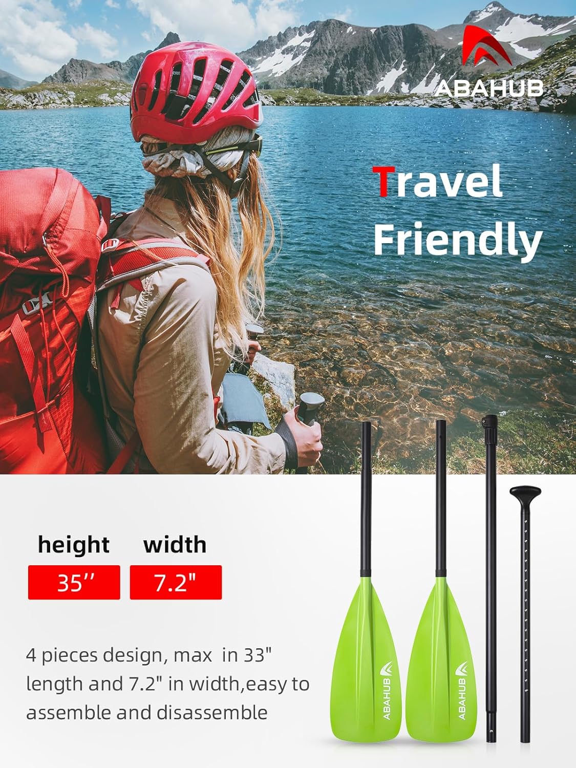 Abahub SUP Paddle  3 Piece Adjustable Paddles  Lightweight Standup Paddle Oars for Paddleboard Adjustable Aluminum Alloy Shaft 68quot  84quot BlackBlueGreenOrangeRedYellow Plastic Nylon Blade4 pcsgreen