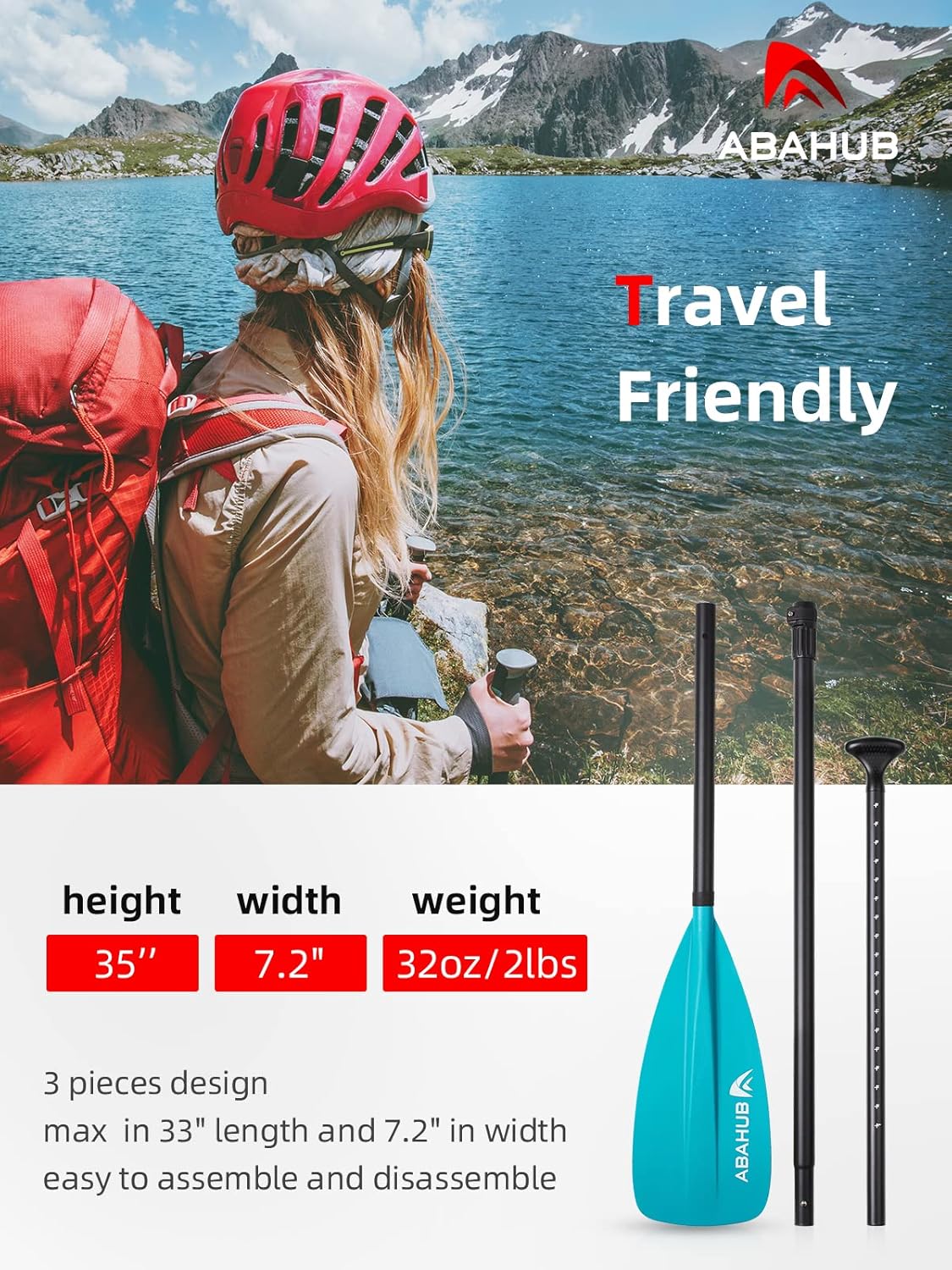 Abahub SUP Paddle  3 Piece Adjustable Paddles  Lightweight Standup Paddle Oars for Paddleboard Adjustable Aluminum Alloy Shaft 68quot  84quot BlackBlueGreenOrangeRedYellow Plastic Nylon Bladeteal