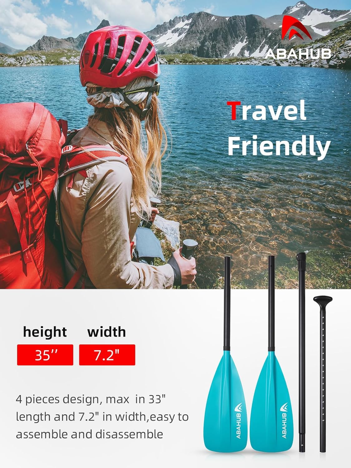 Abahub SUP Paddle  3 Piece Adjustable Paddles  Lightweight Standup Paddle Oars for Paddleboard Adjustable Aluminum Alloy Shaft 68quot  84quot BlackBlueGreenOrangeRedYellow Plastic Nylon Blade4 pcsteal